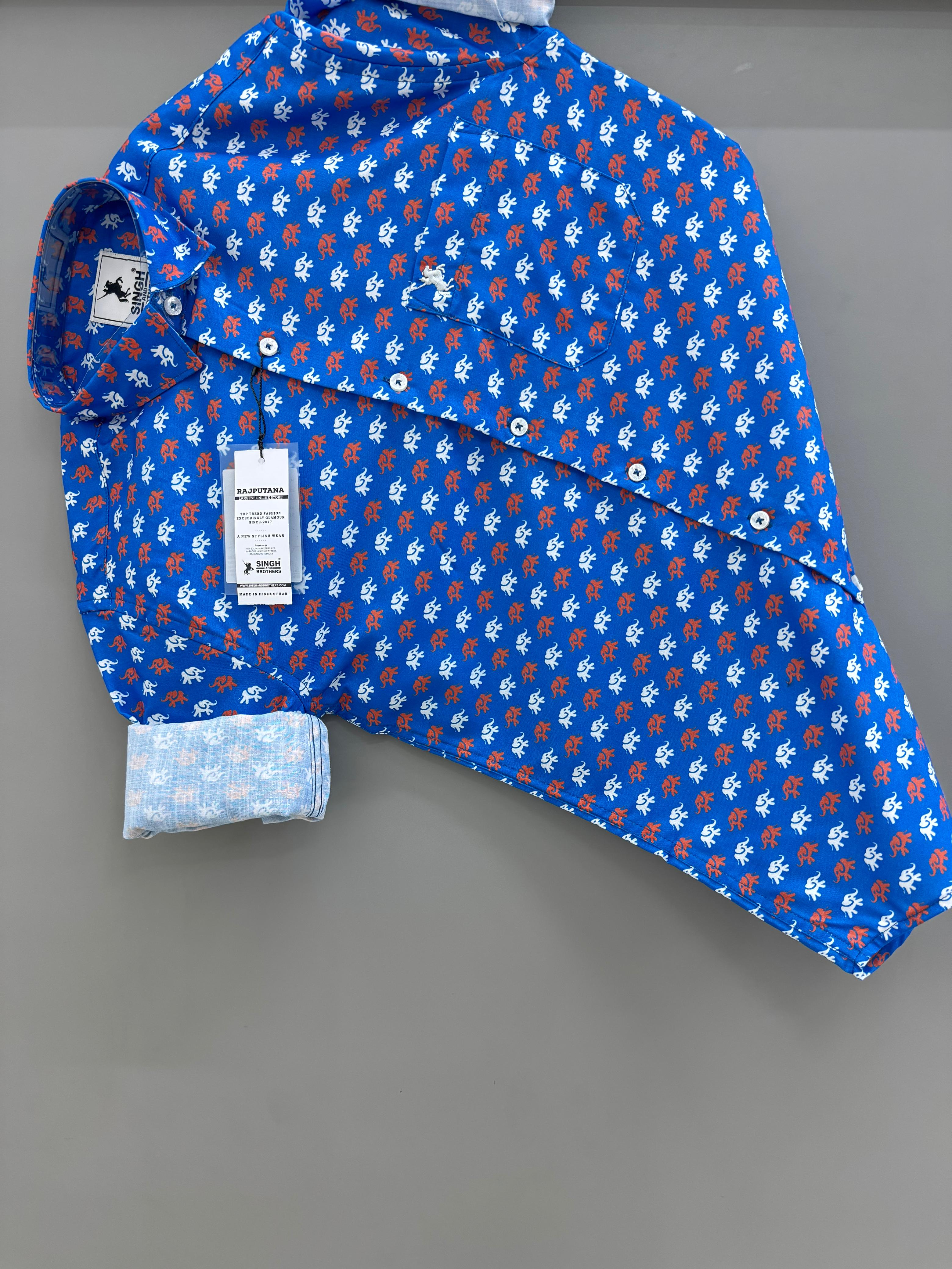 Blue elephant Printed