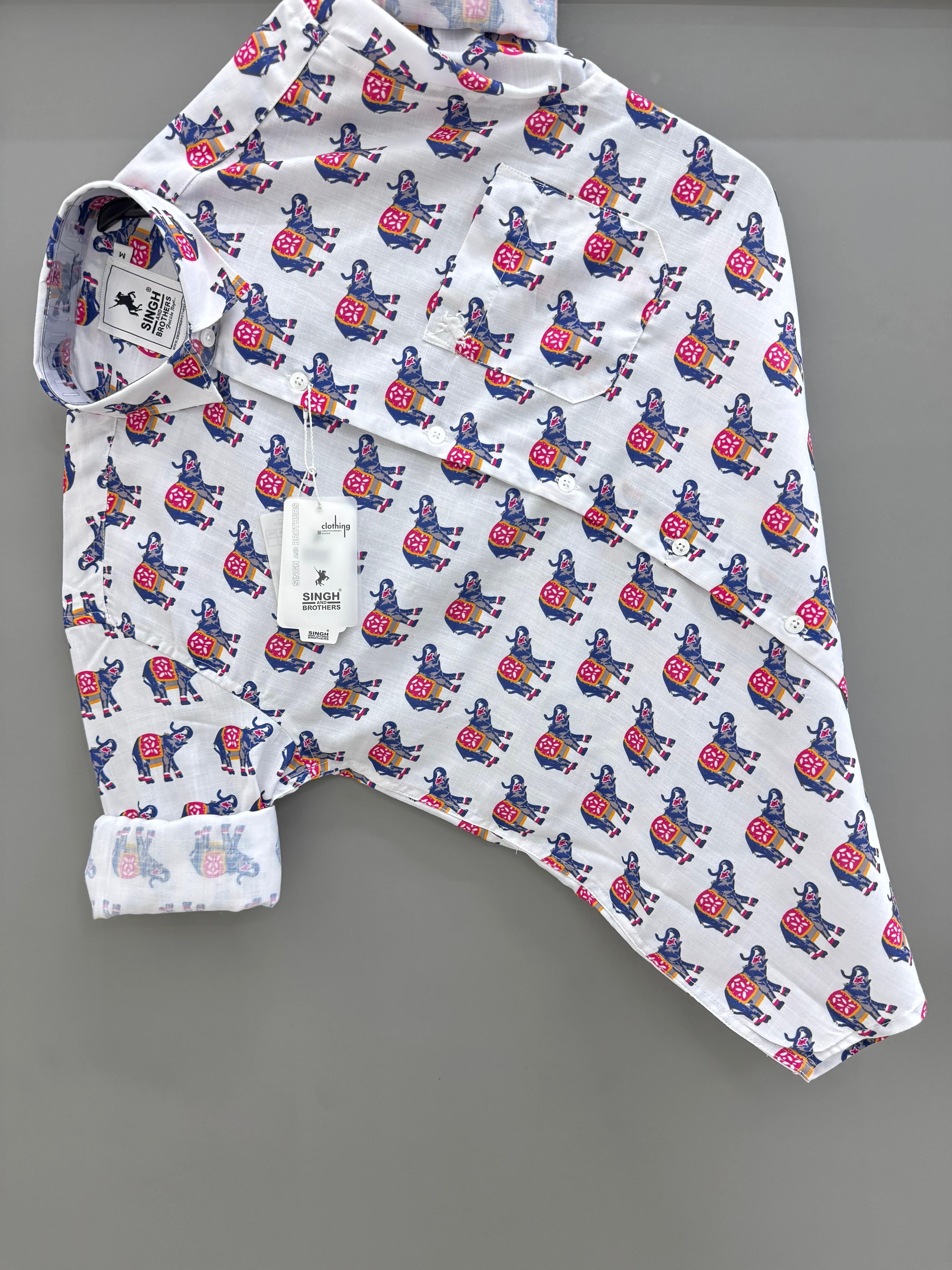 Blue Elephant Printed