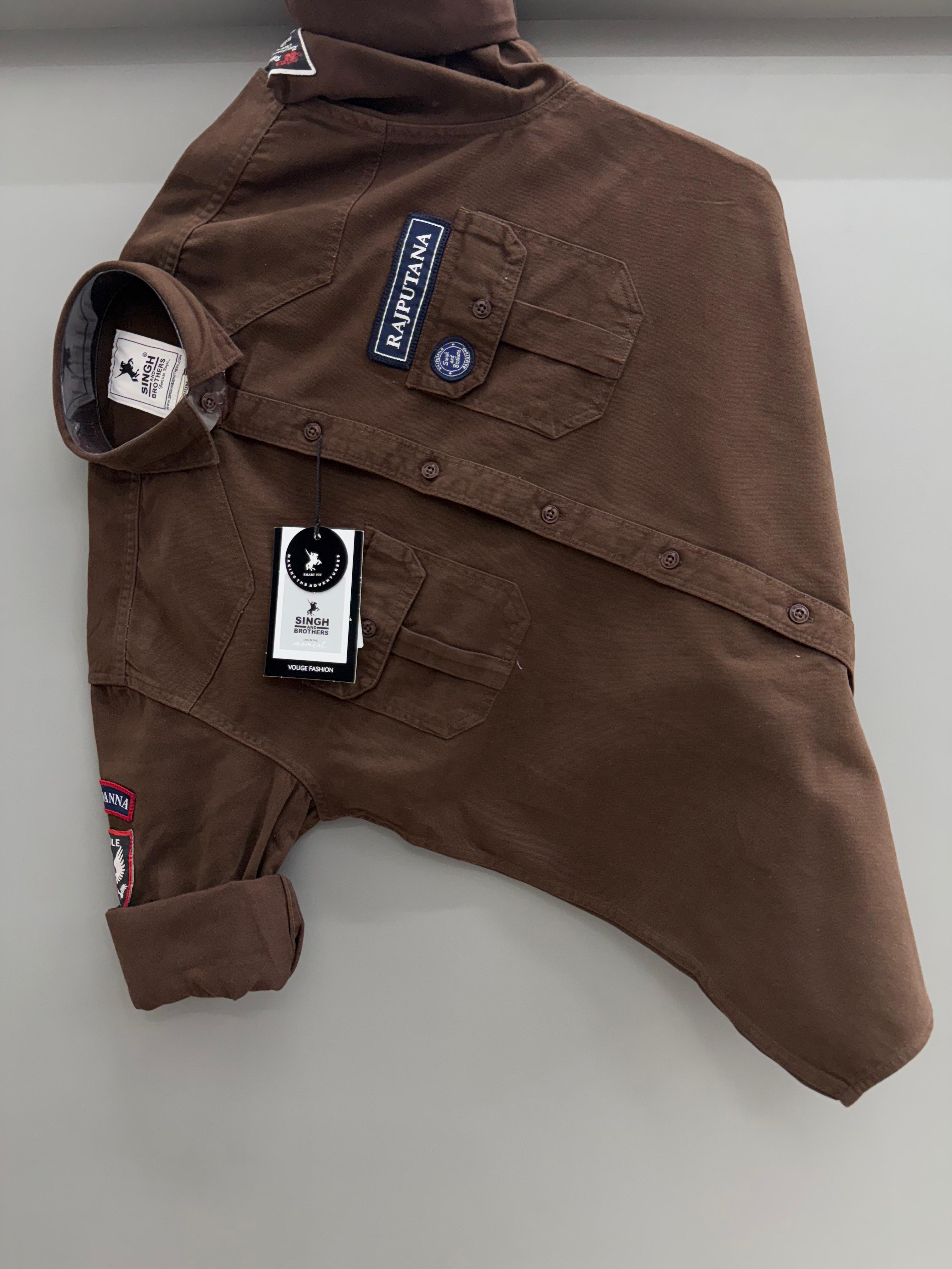 Double Pocket brown Rajputana Shirt