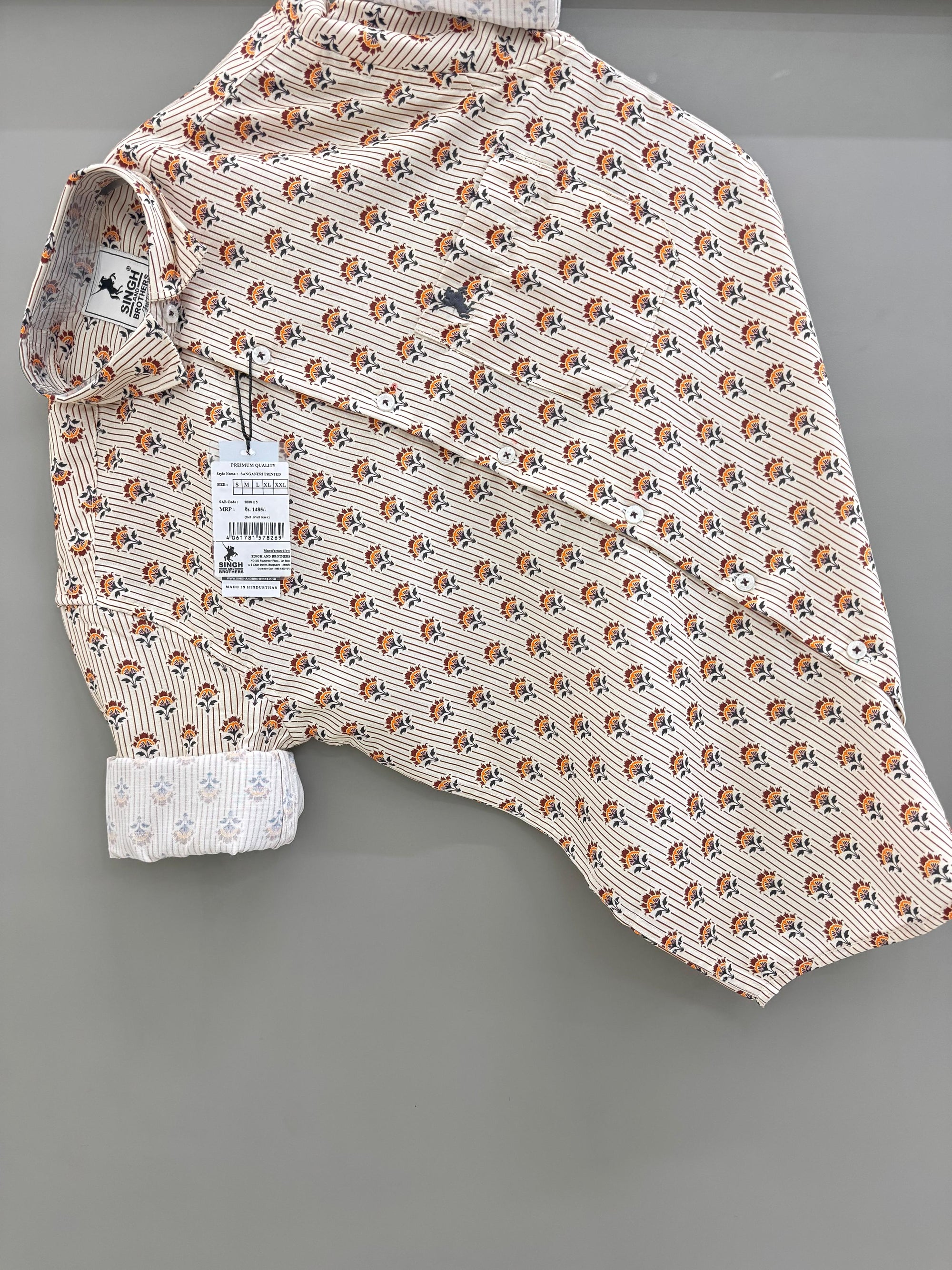Cream Flower Printed