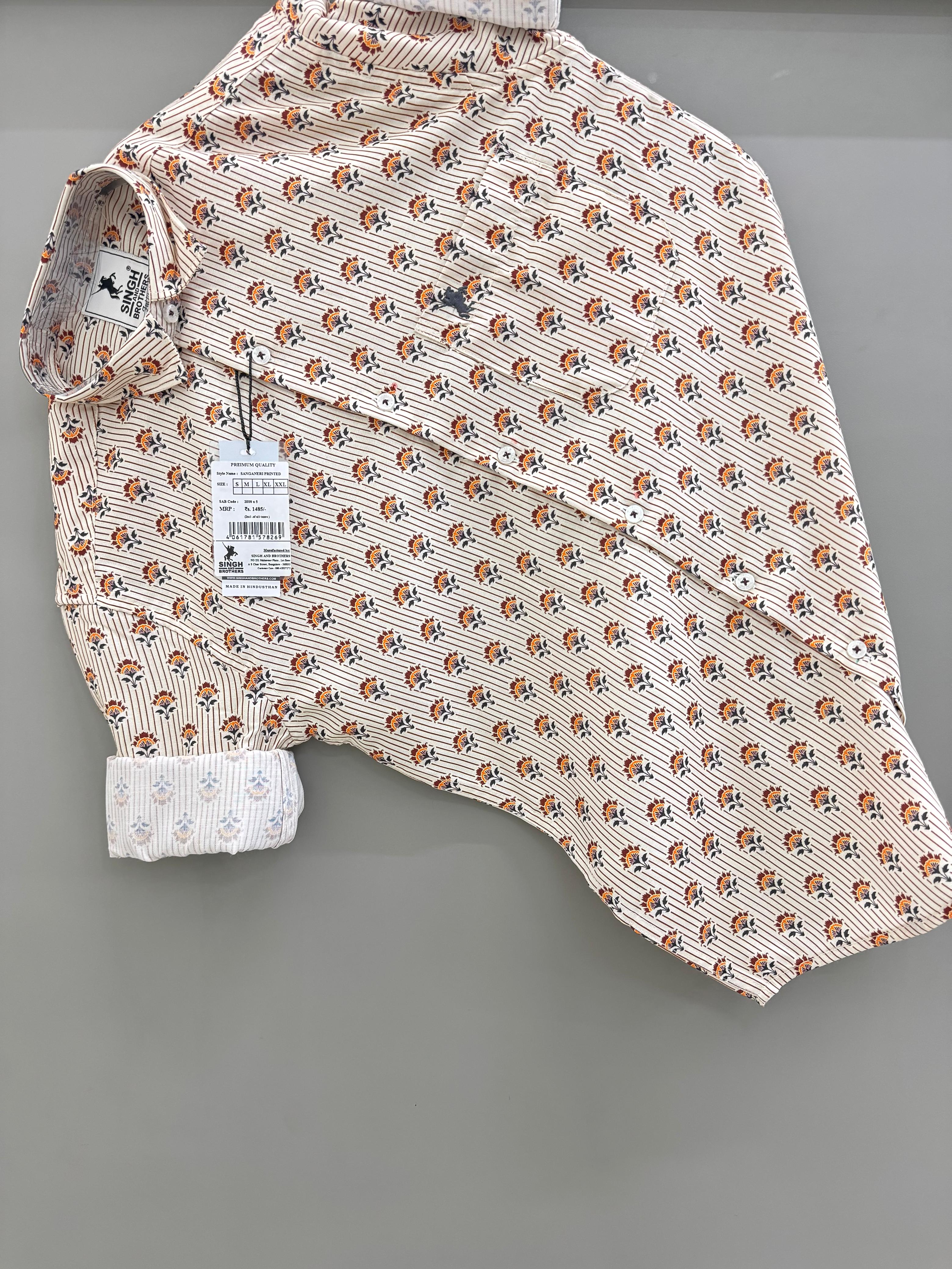 Cream Flower Printed