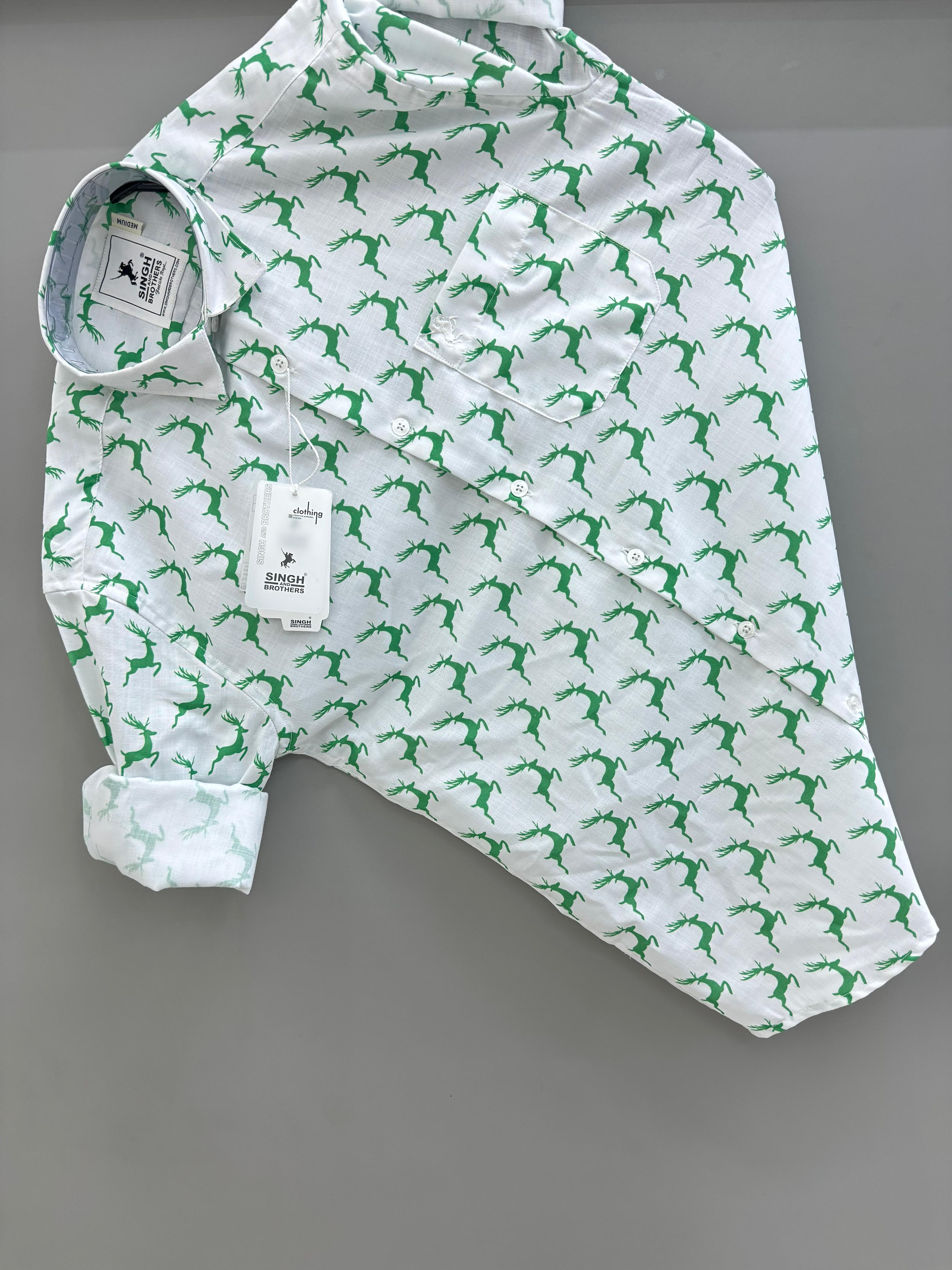 Green Dear Printed