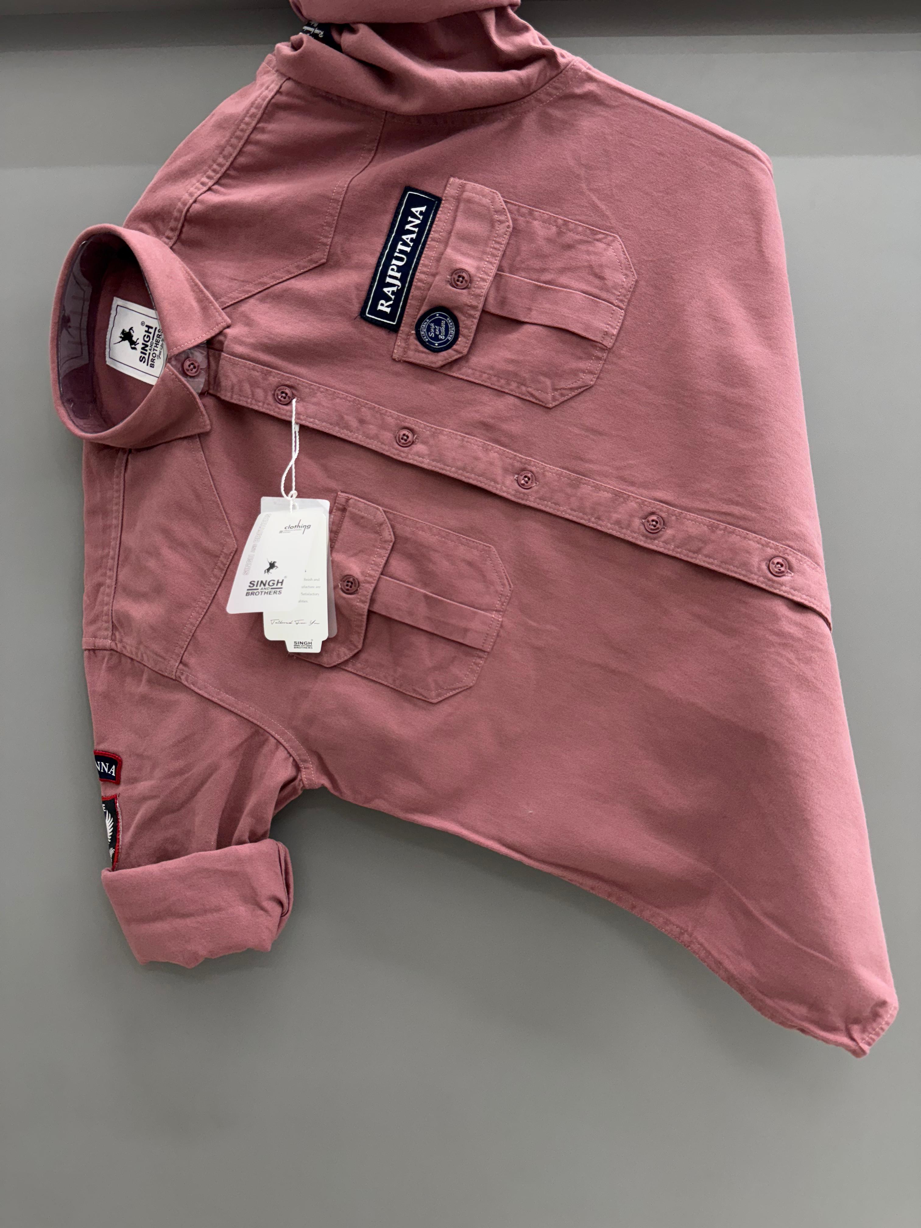 Double Pocket dusty rose Rajputana Shirt