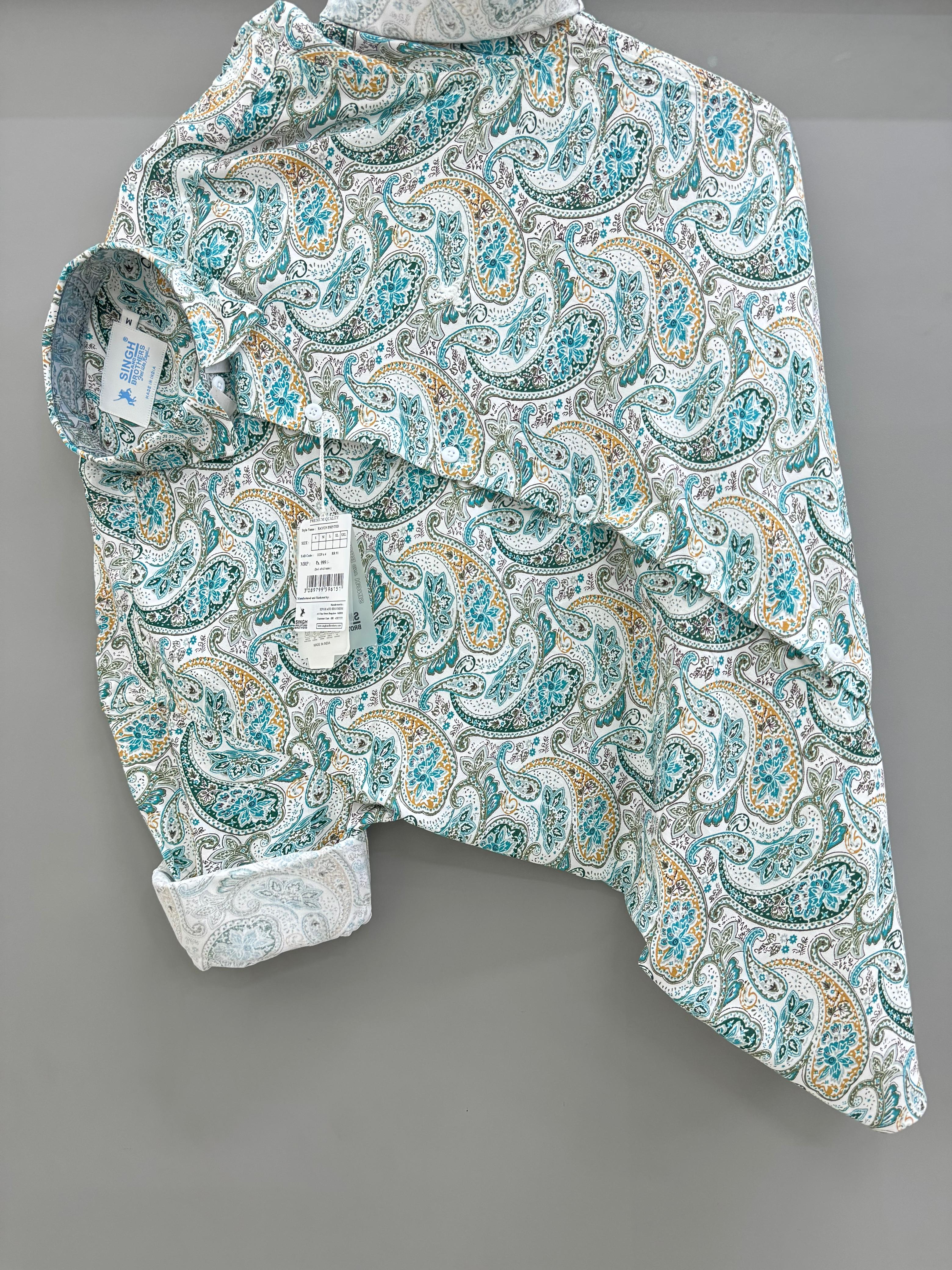 Rayon Green Arabic Printed