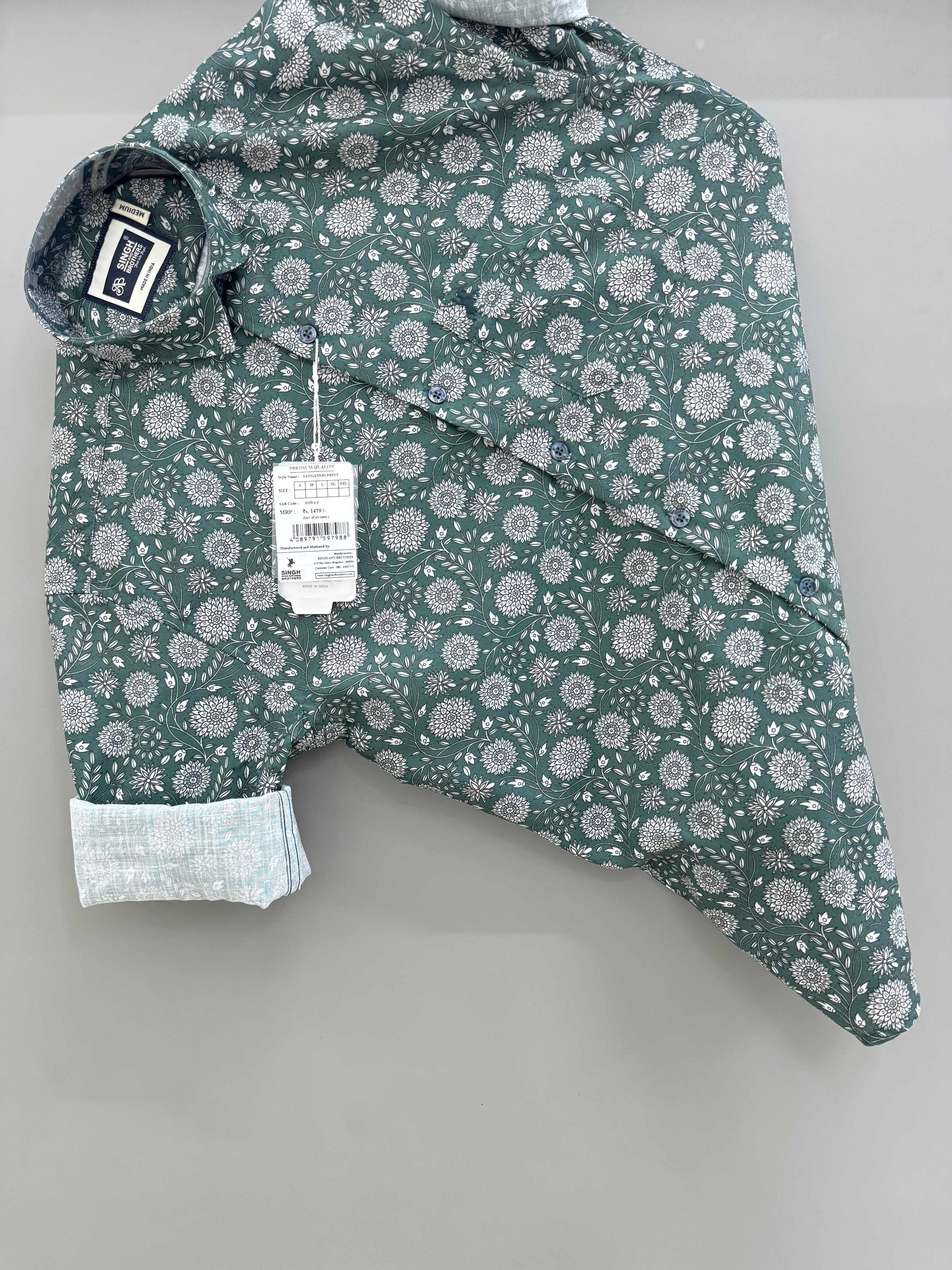 Green Flower Printed