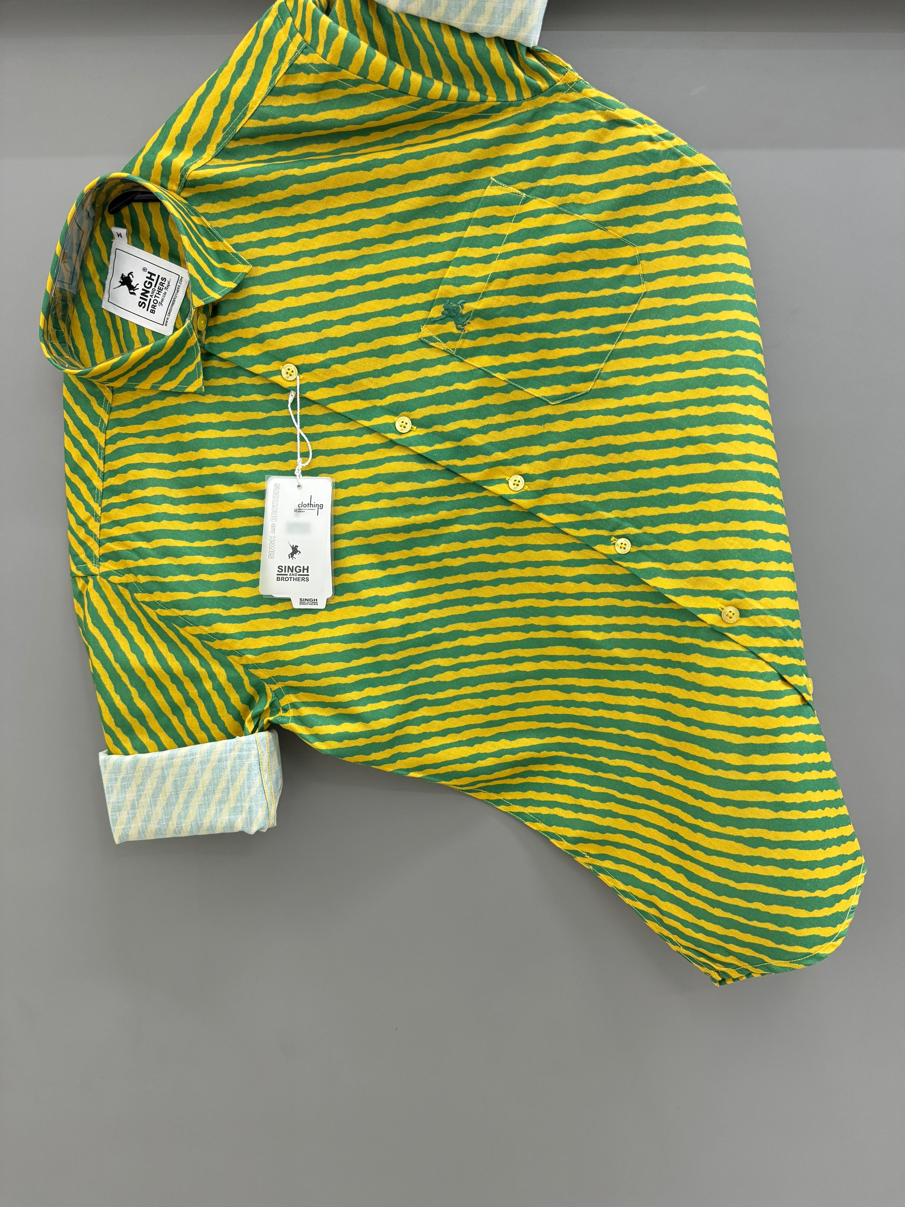 Green yellow strip Printed