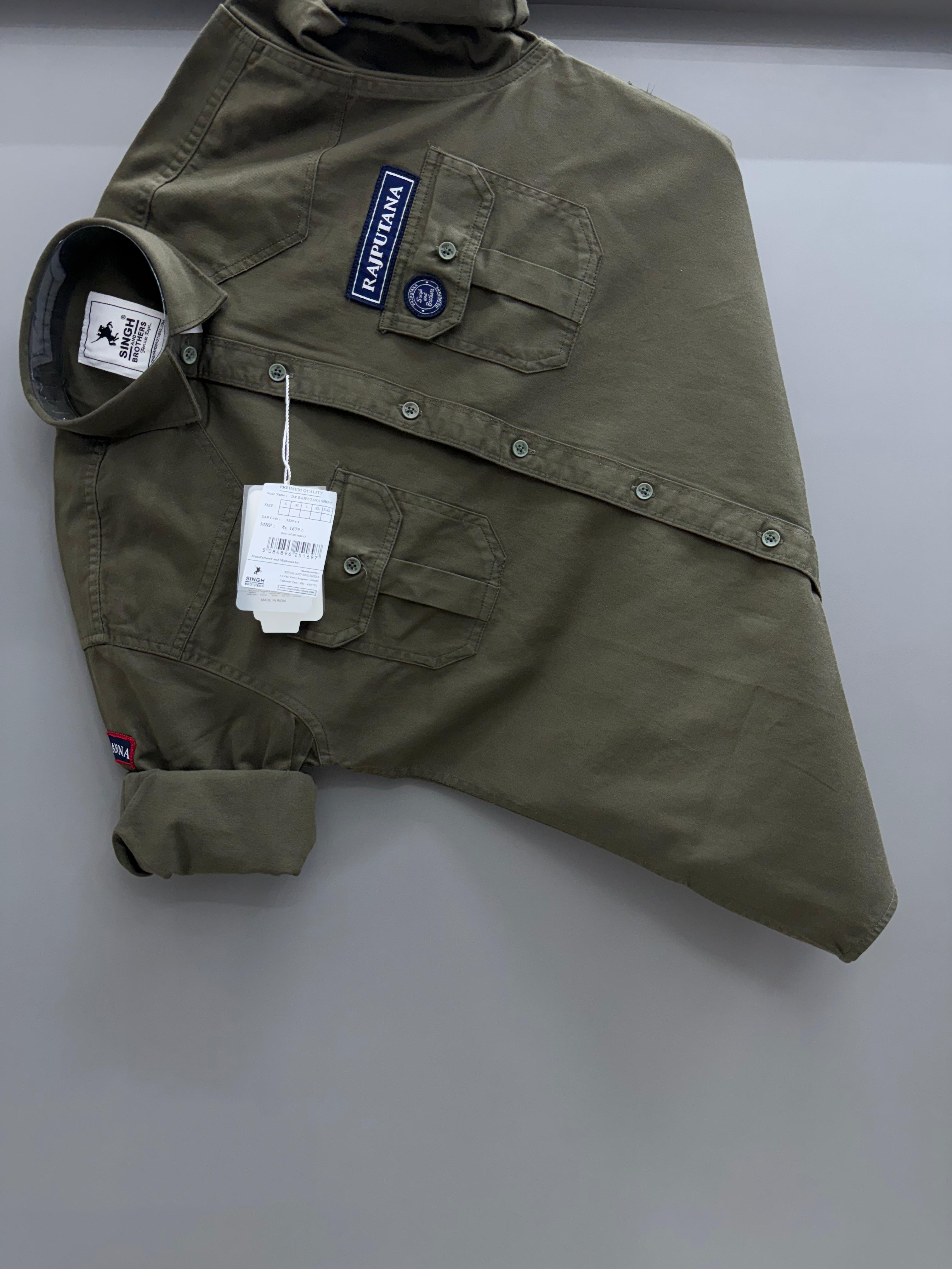 Double Pocket green Rajputana Shirt