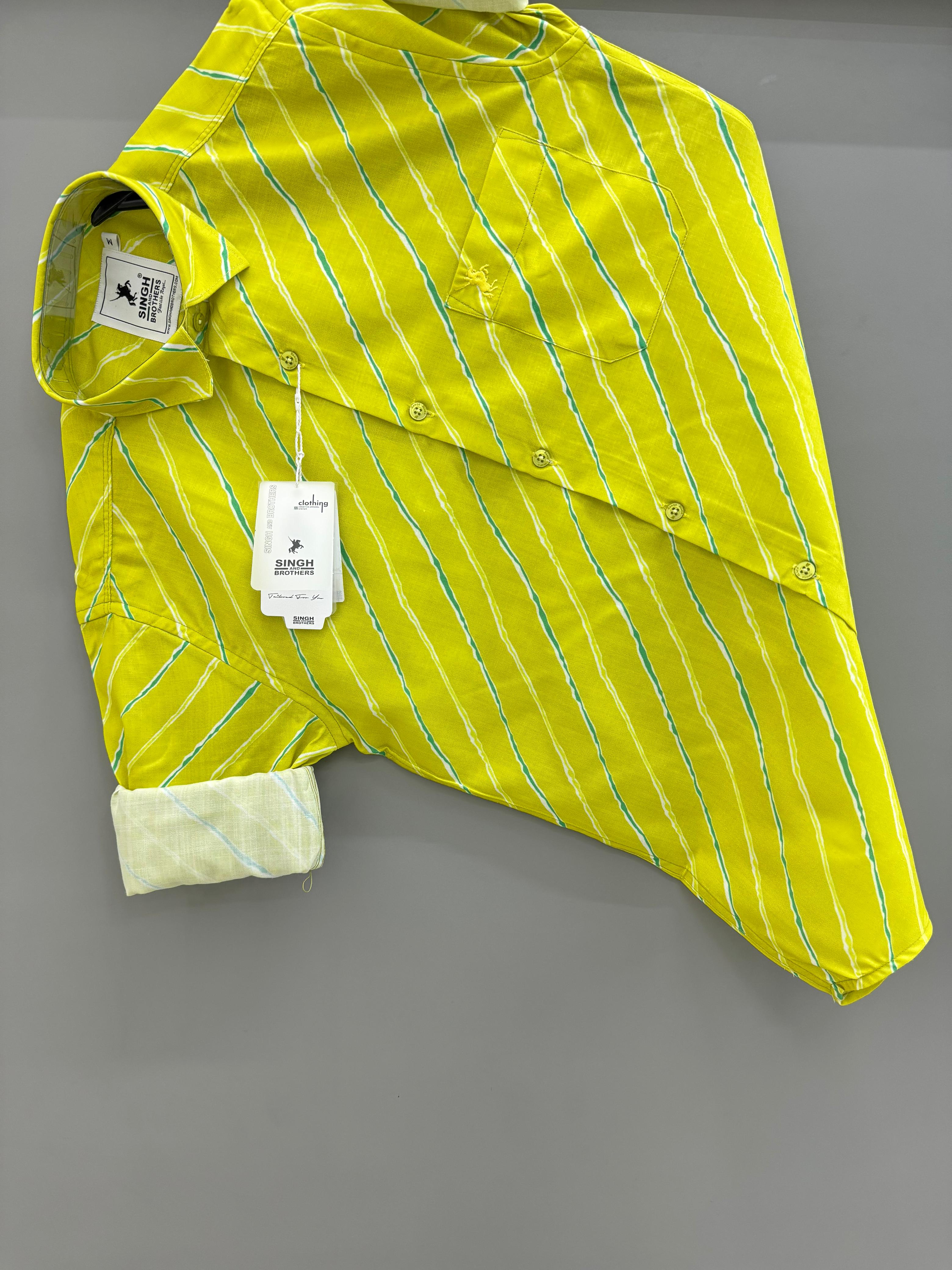 Lemon yellow strip Printed