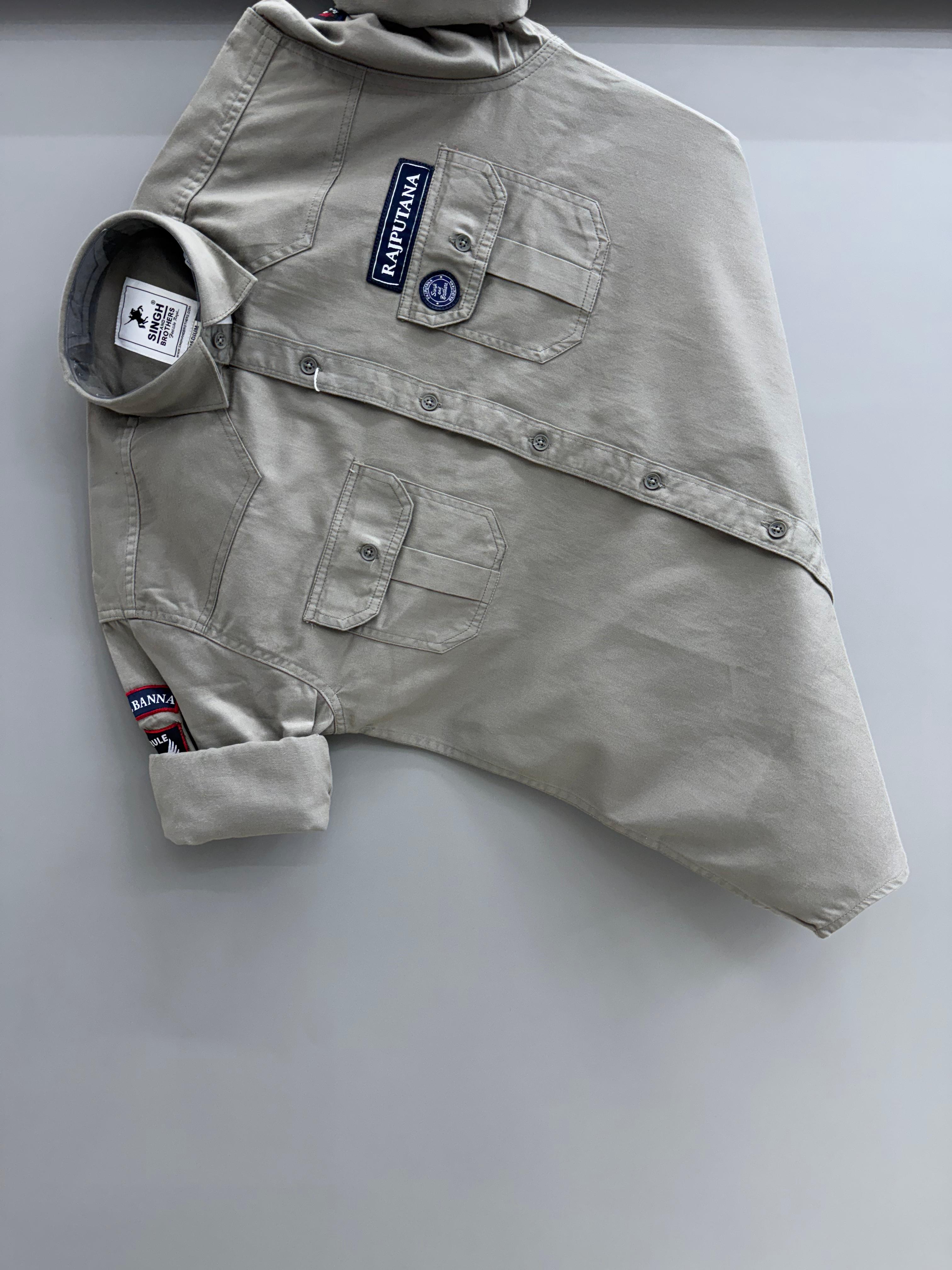 Double Pocket grey Rajputana Shirt