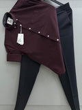 Maroon Wine Cotton Oxford Shirt With Black Formal Pant
