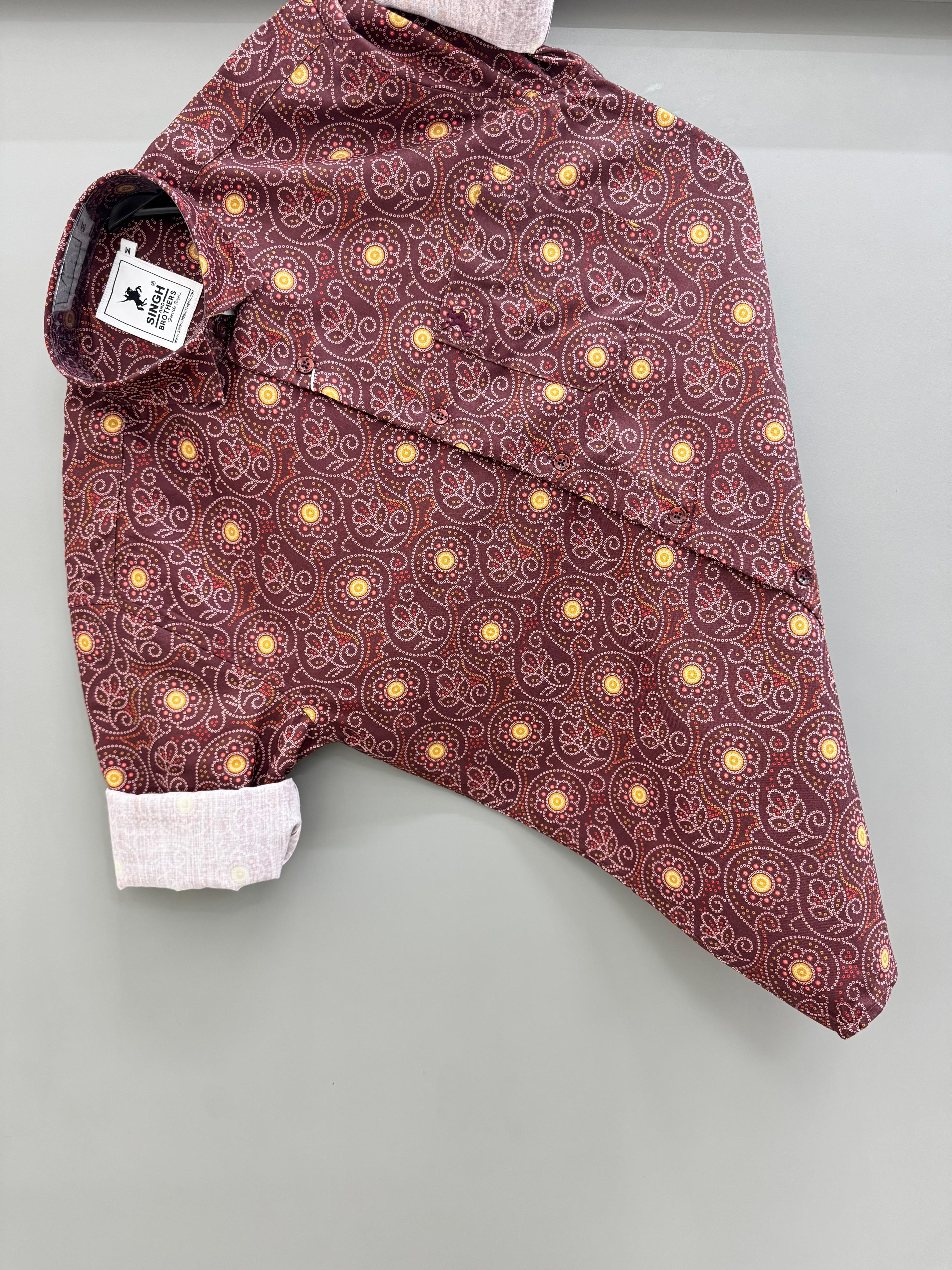 Maroon flower printed