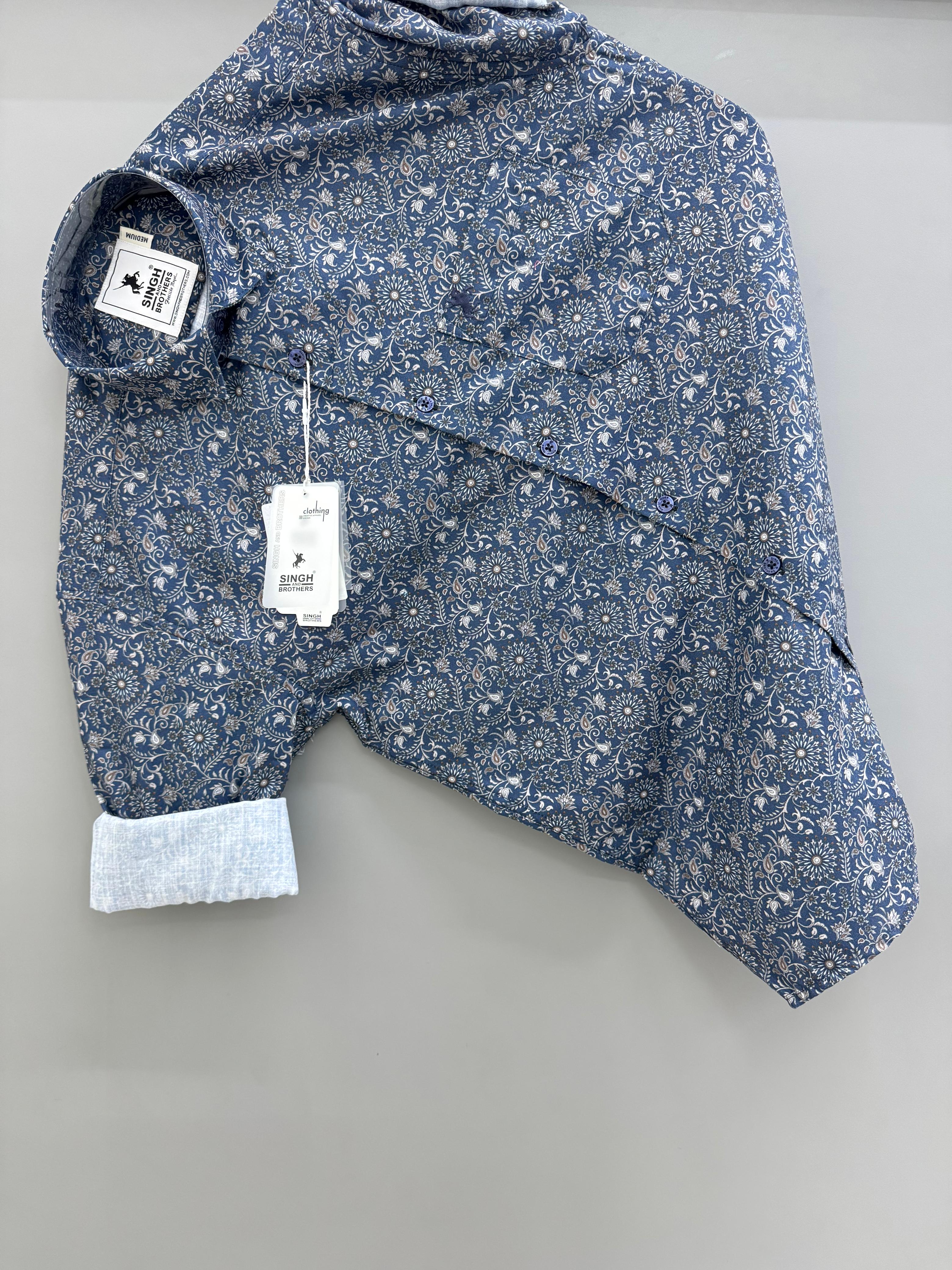 Navy blue flower printed