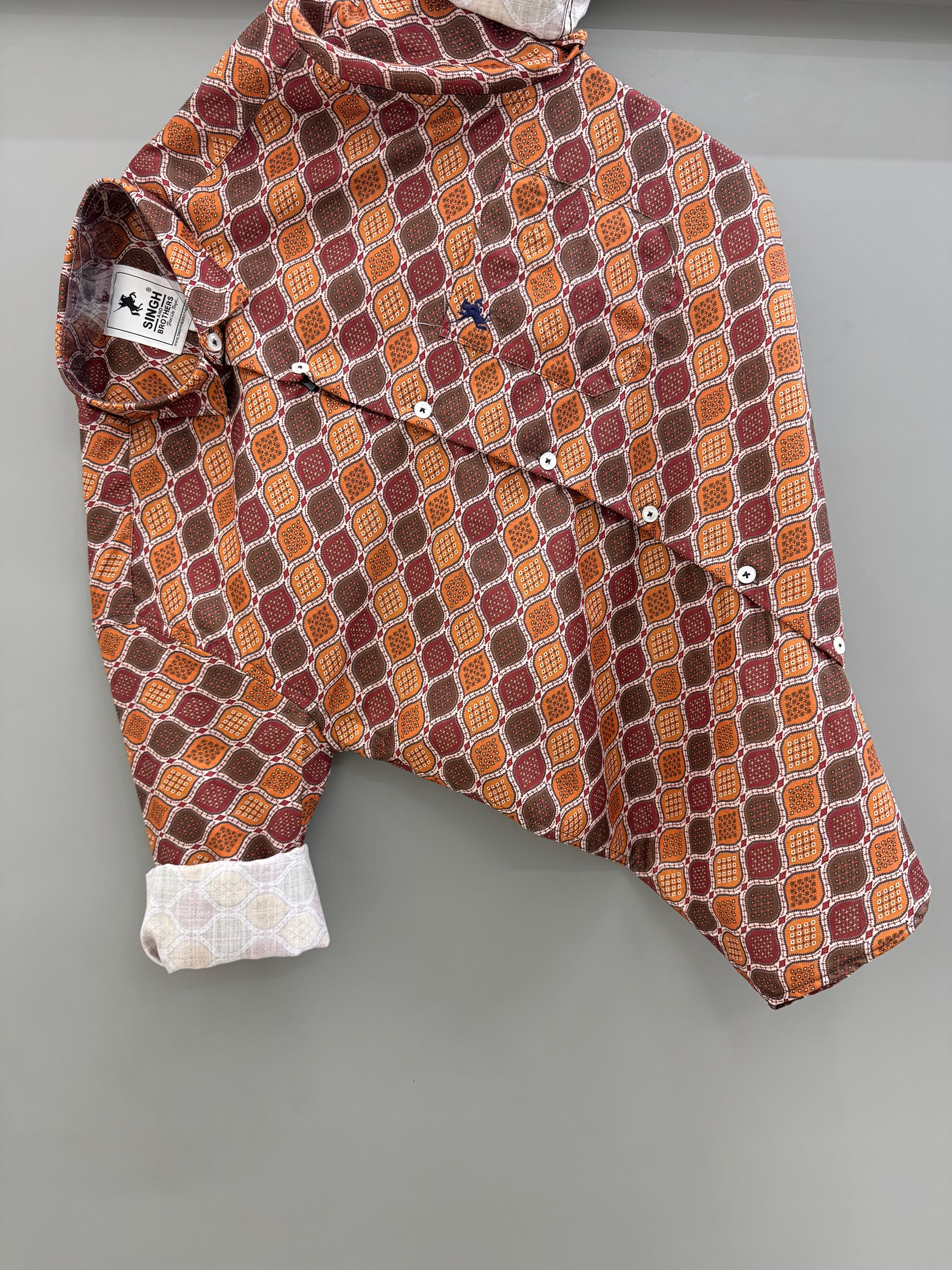 orange brown Strip printed