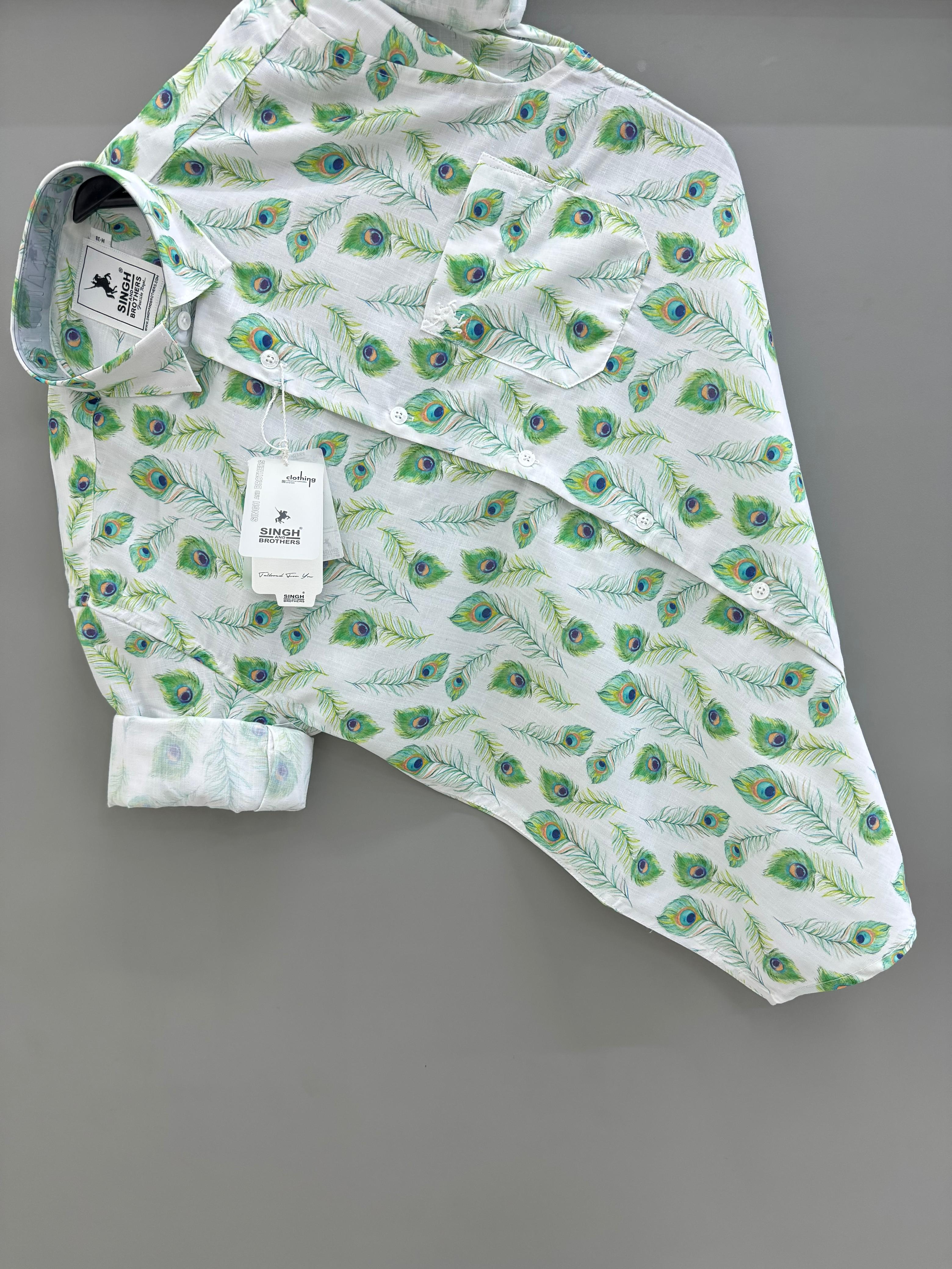 Peacock leaf printed