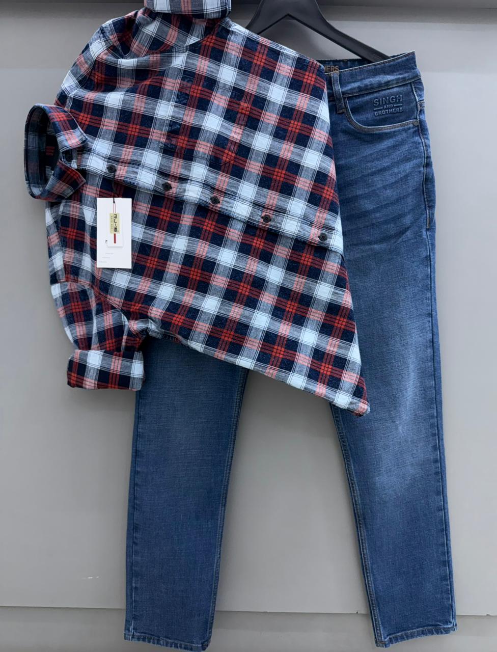 Indigo checks shirt with pant