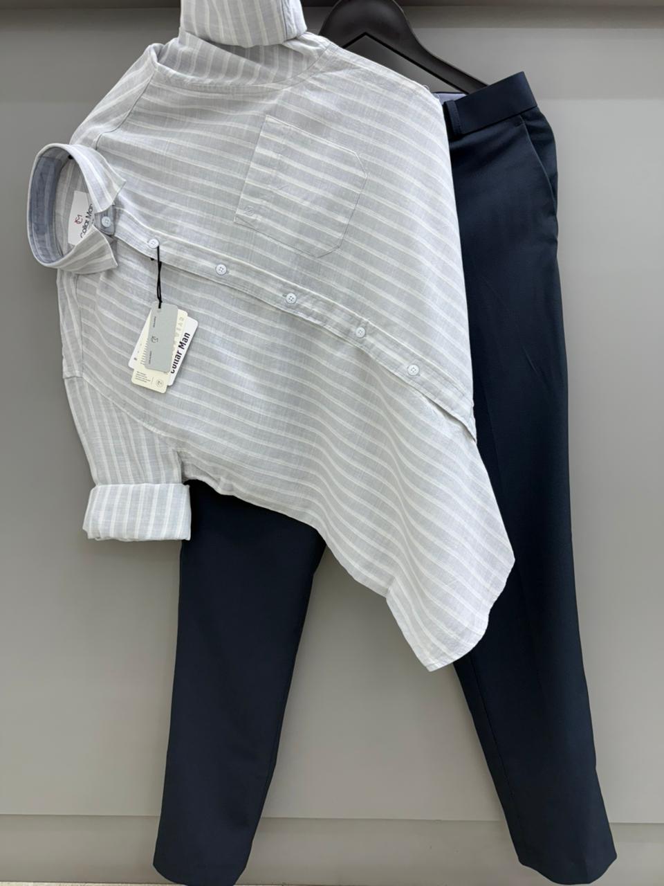 Linen strip shirt with pant