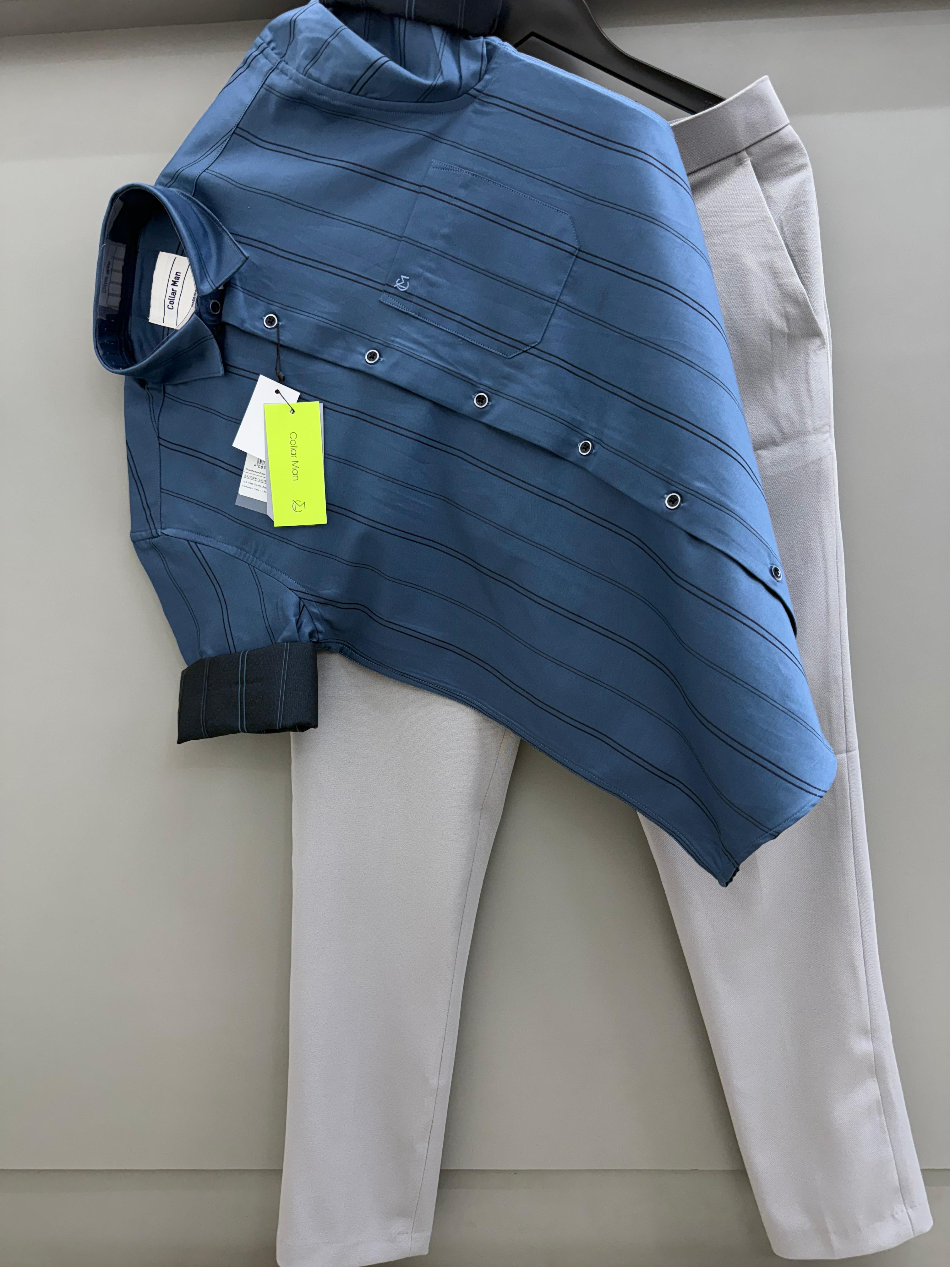 satin strip shirt with pant