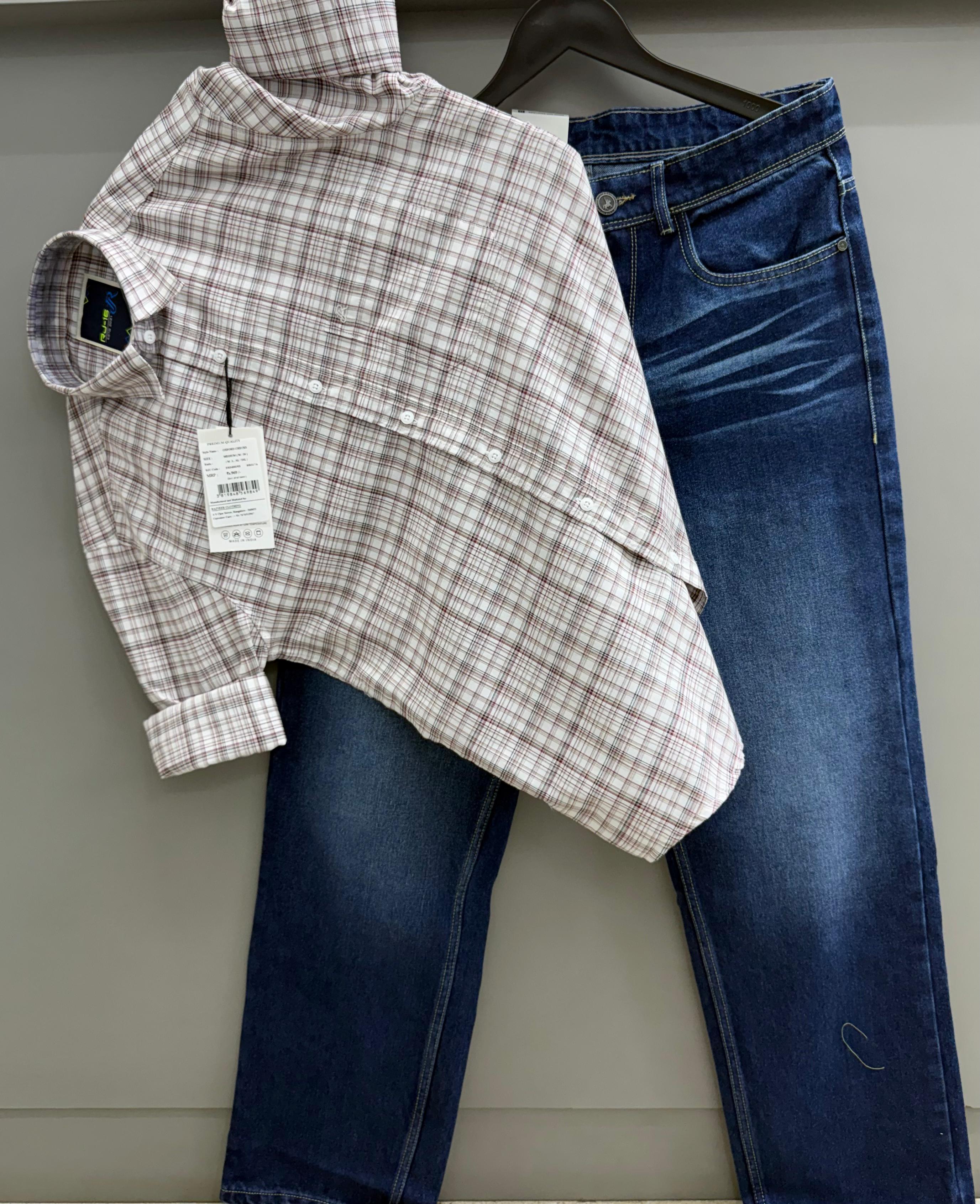 Check Shirt with Baggy Pant