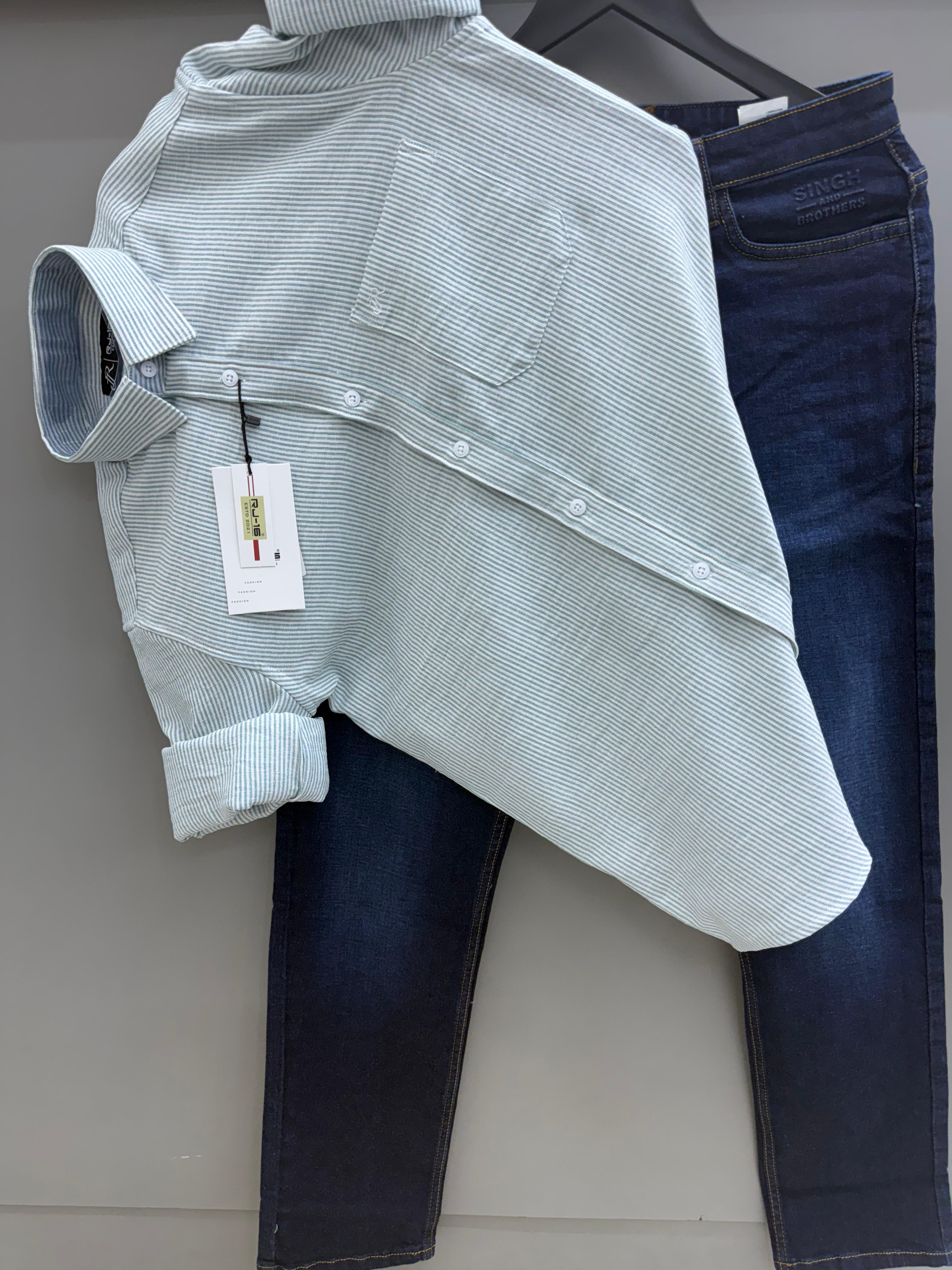 Linen Strip Shirt With Pant