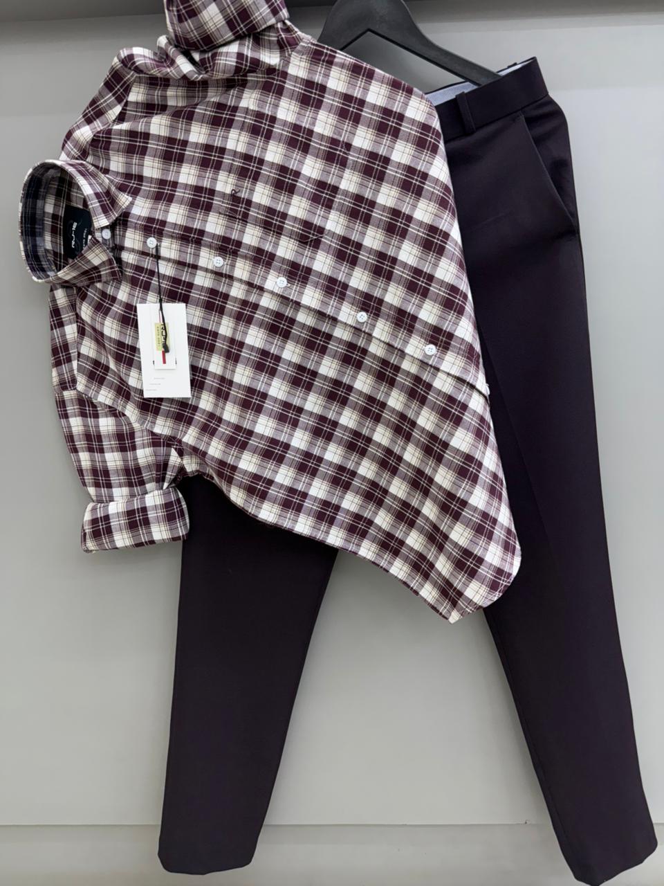Linen checks shirt with pant