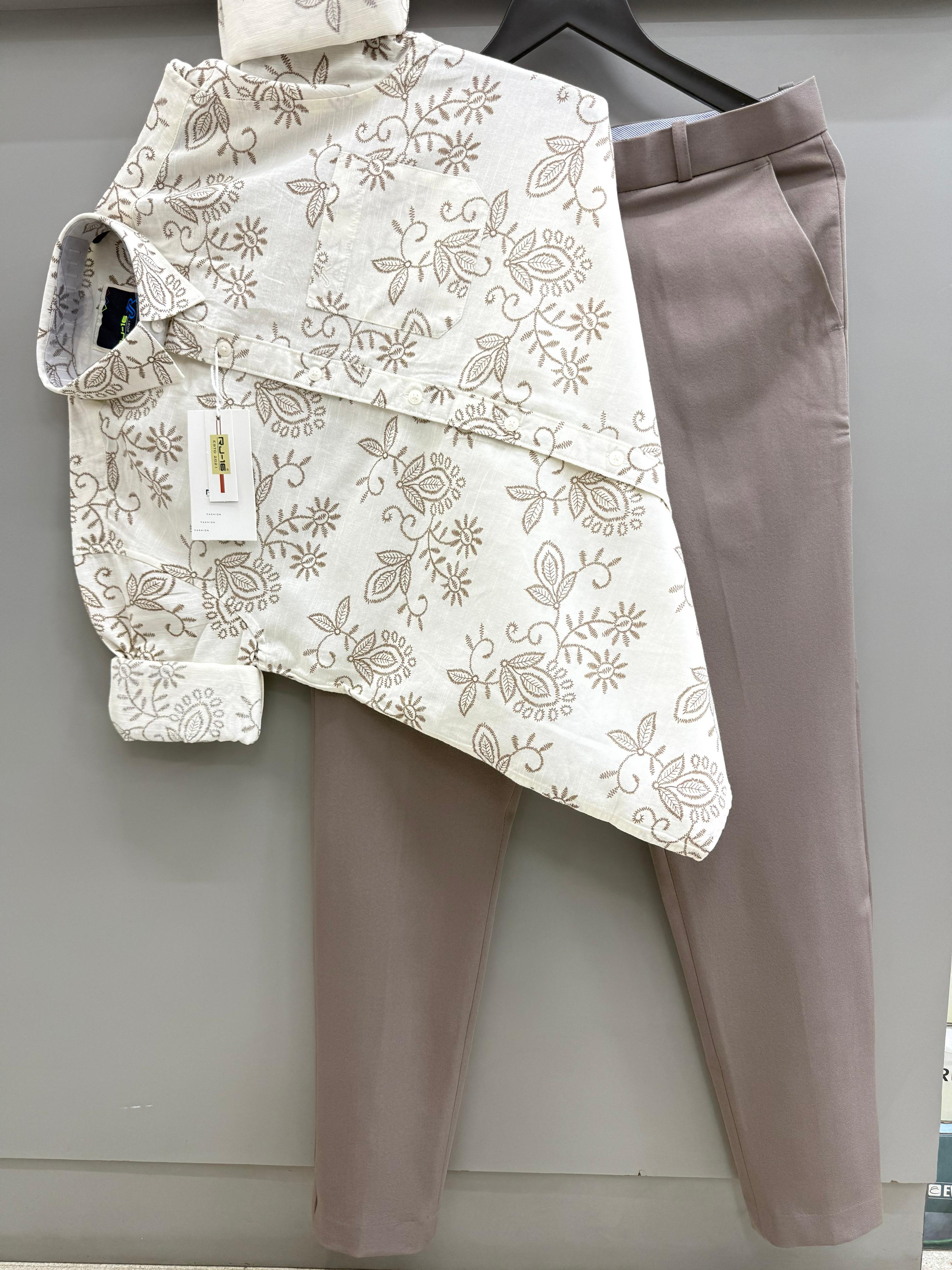 Linen Printed shirt with Pant