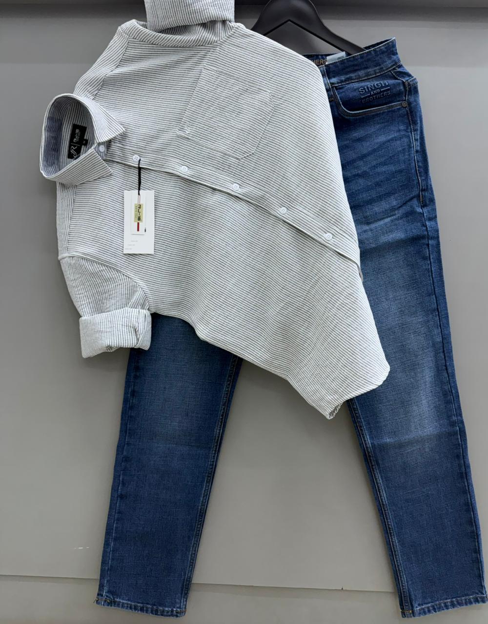 Linen Strip Shirt With Pant