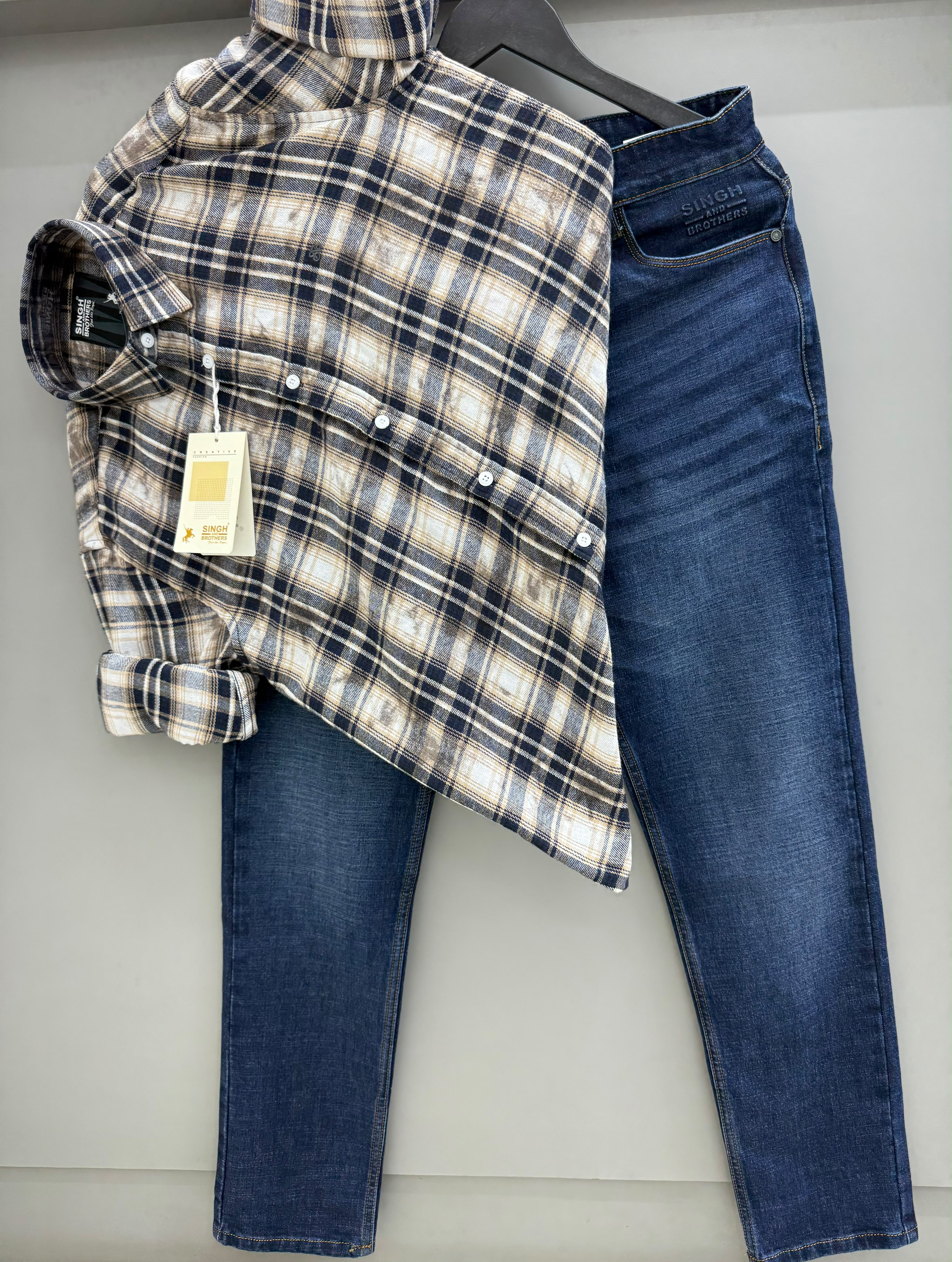 Brush cotton shirt with pant