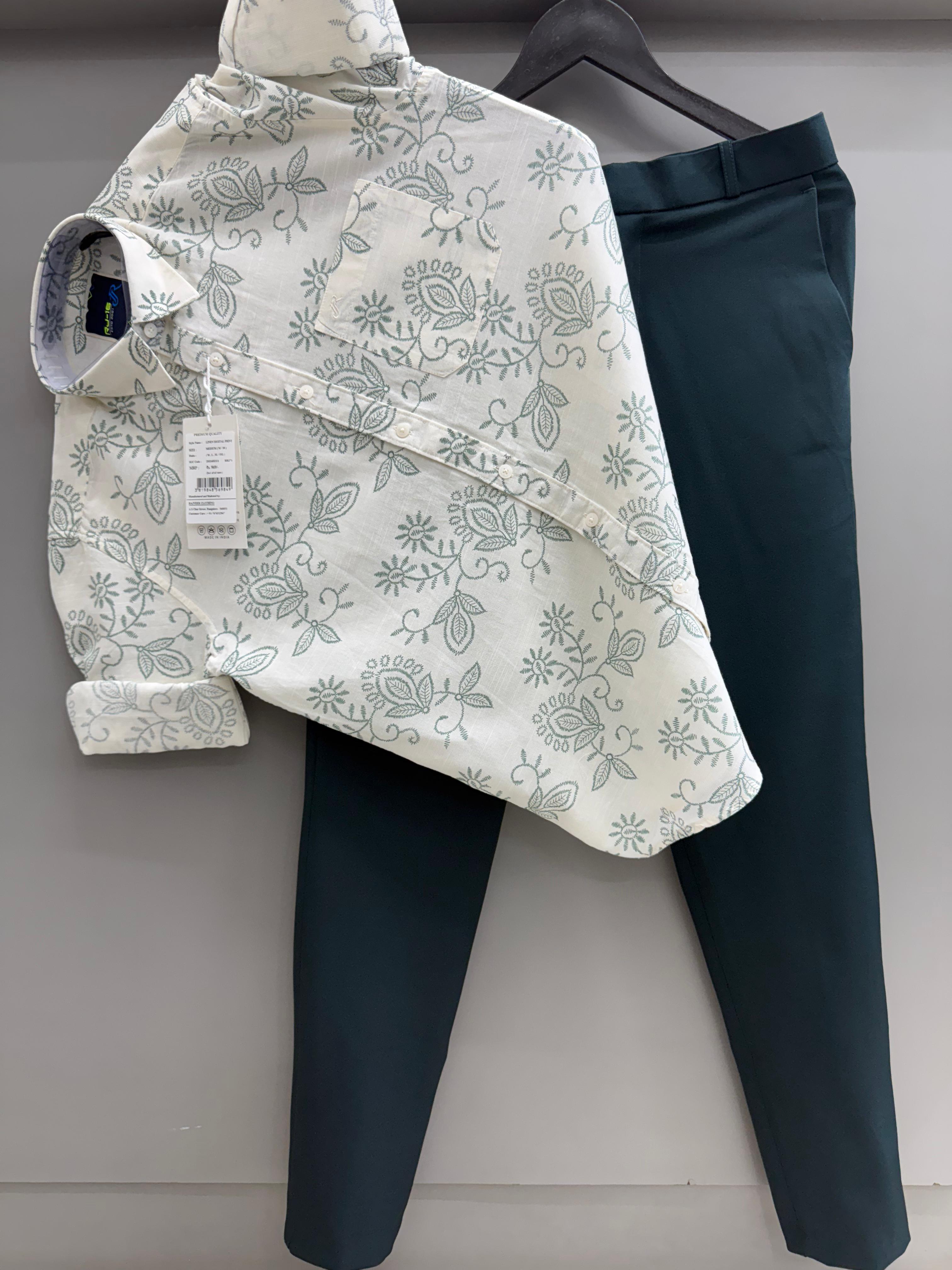 Linen Printed shirt with Pant