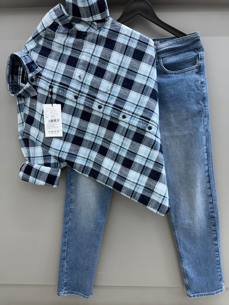 Indigo checks shirt with pant