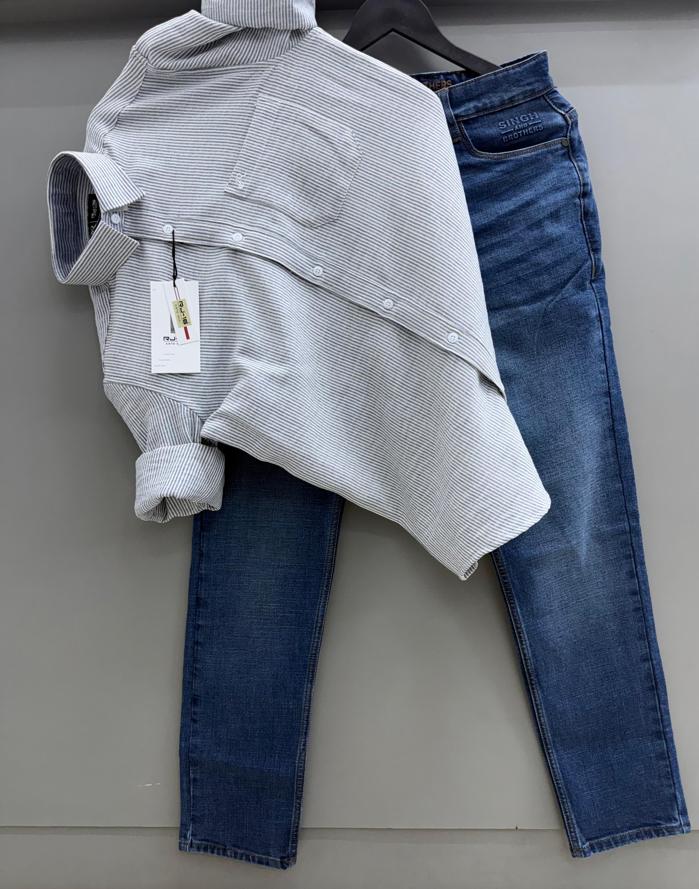 Linen Strip Shirt With Pant