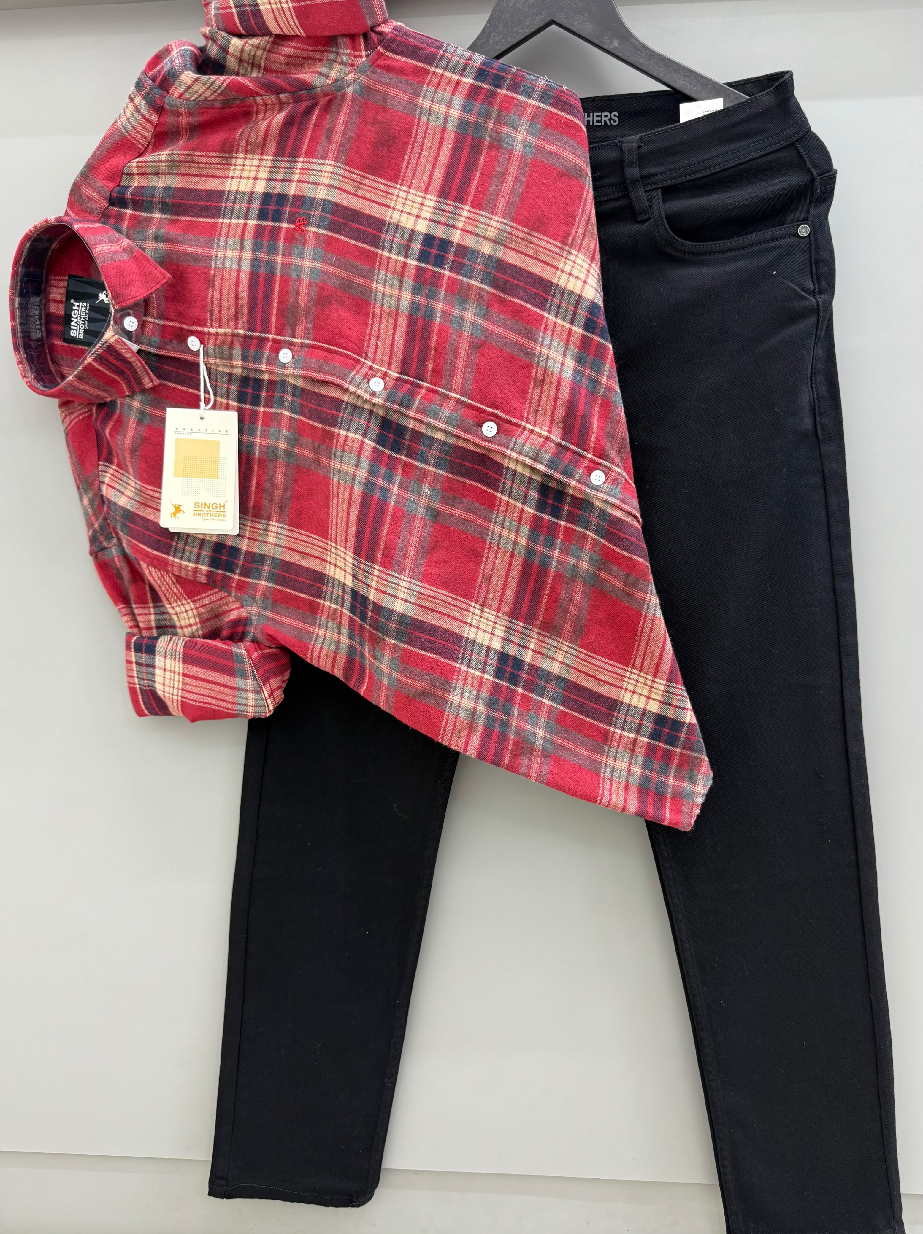 Brush cotton shirt with pant