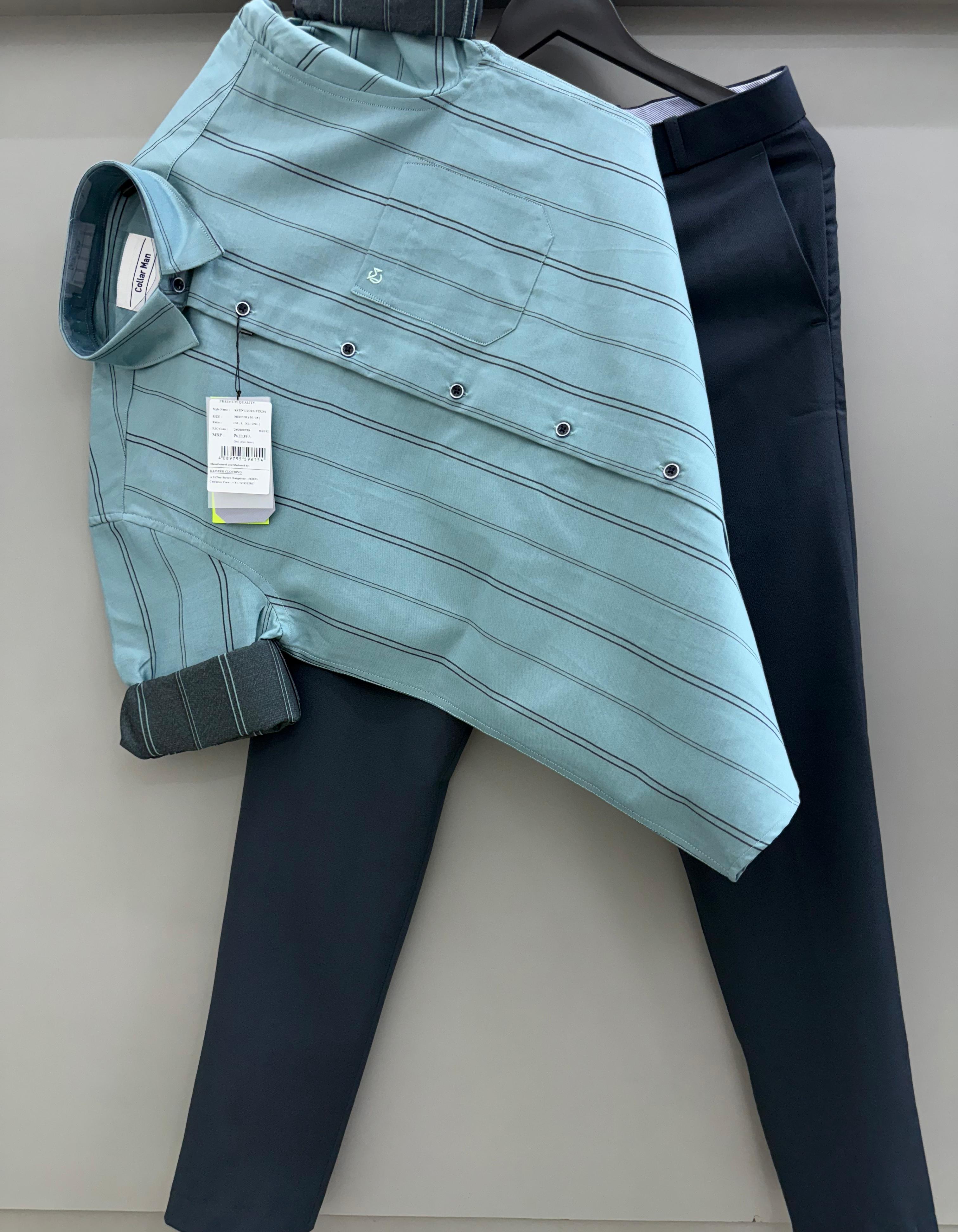 satin strip shirt with pant