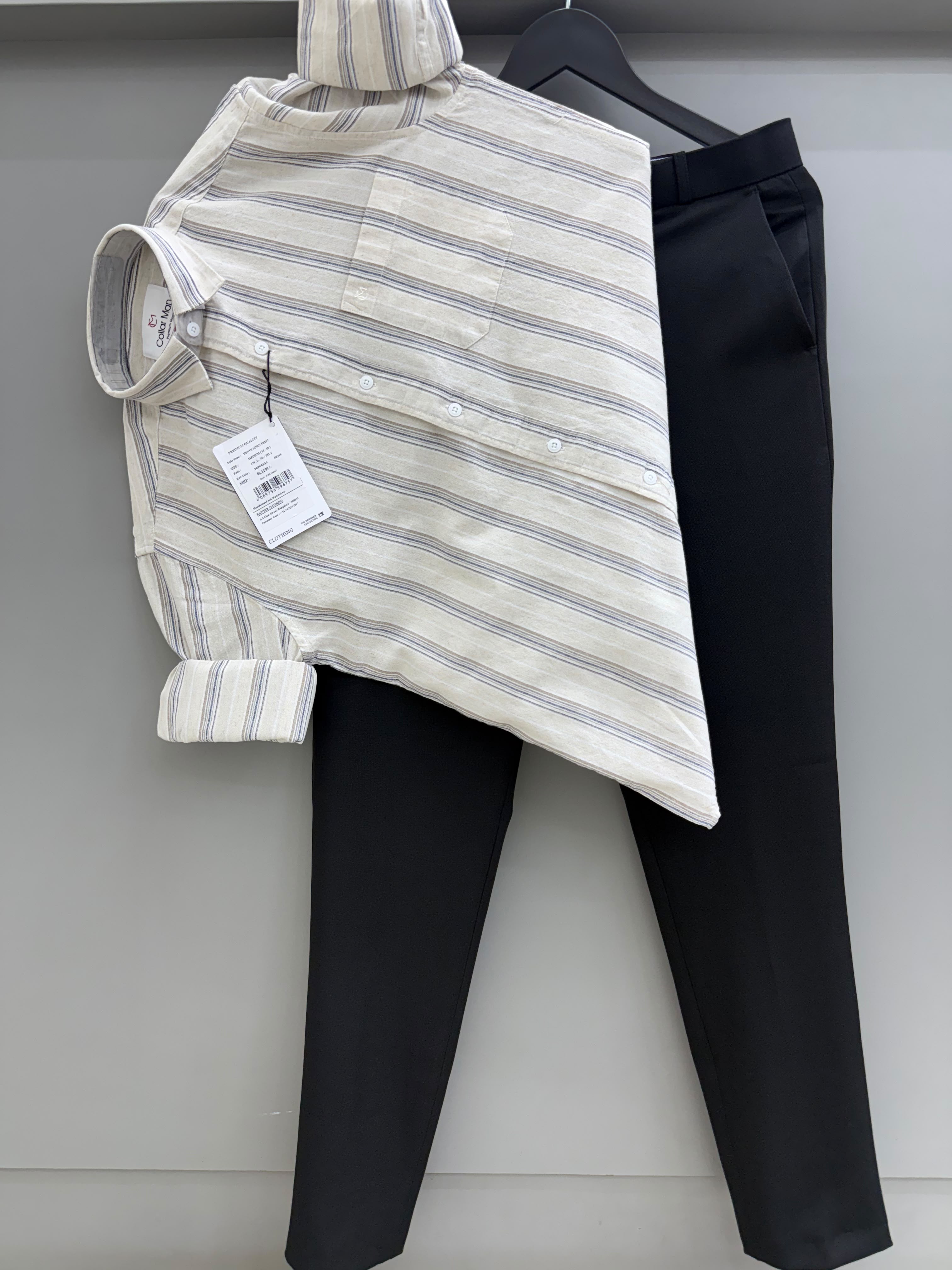 Linen strip shirt with pant