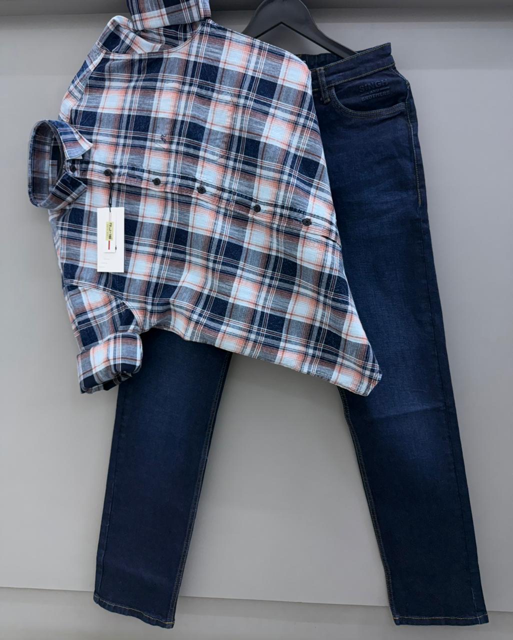 Indigo checks shirt with pant