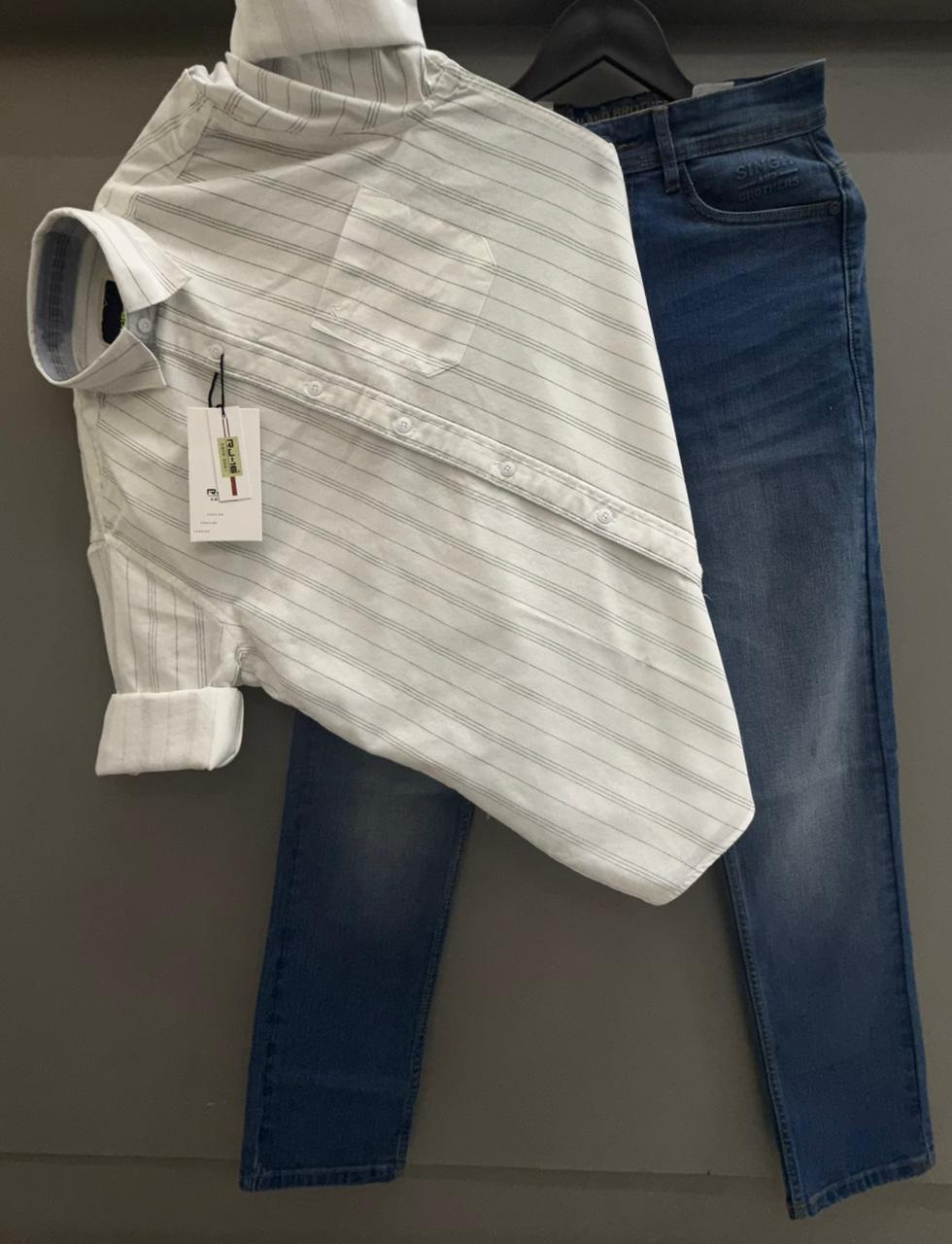 Printed strip shirt with pant