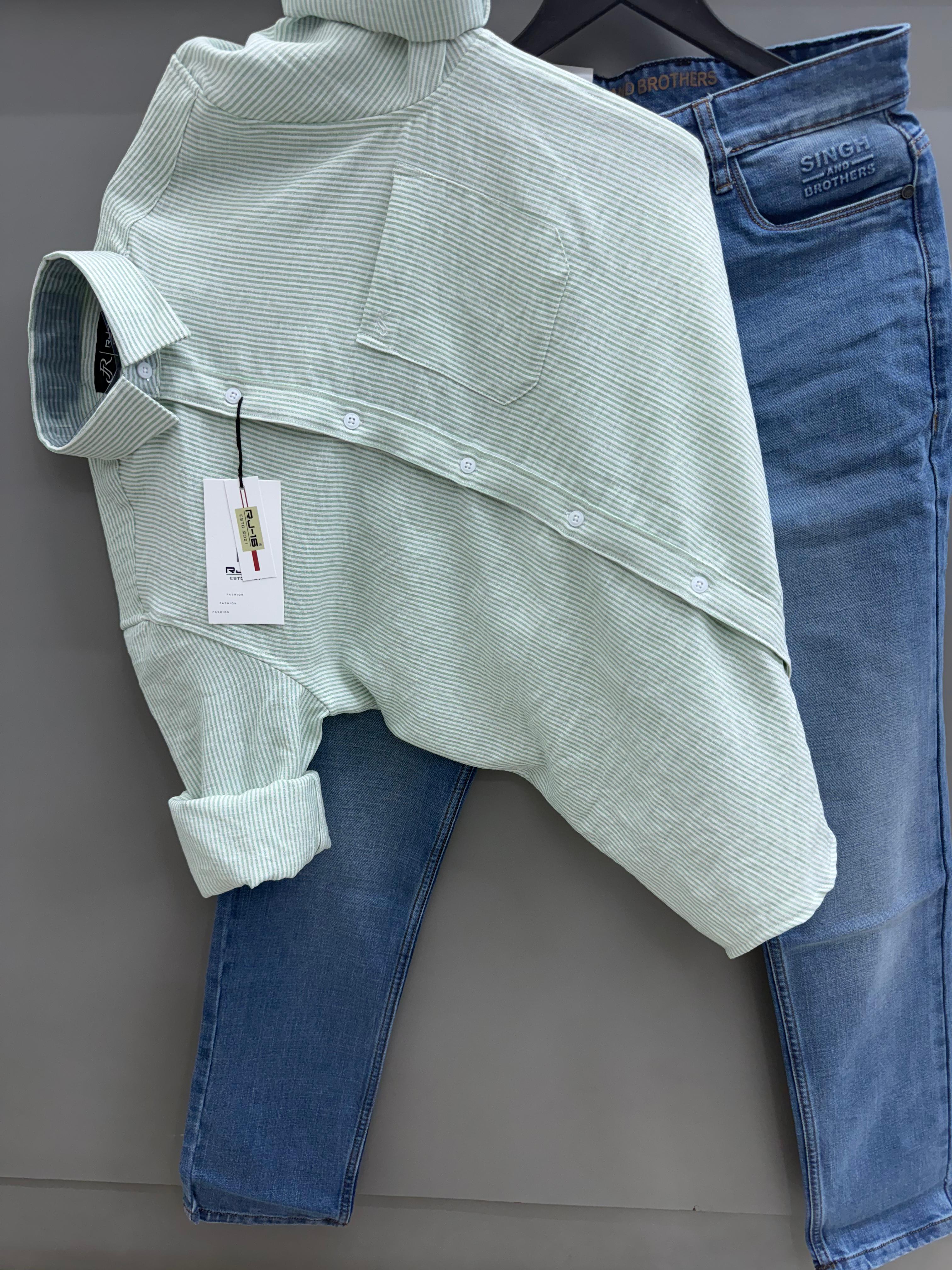 Linen Strip Shirt With Pant