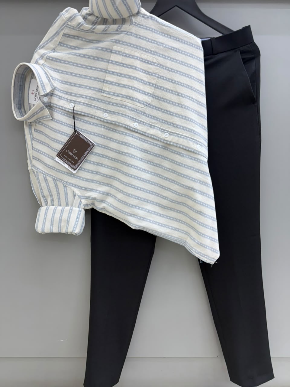 Linen strip shirt with pant