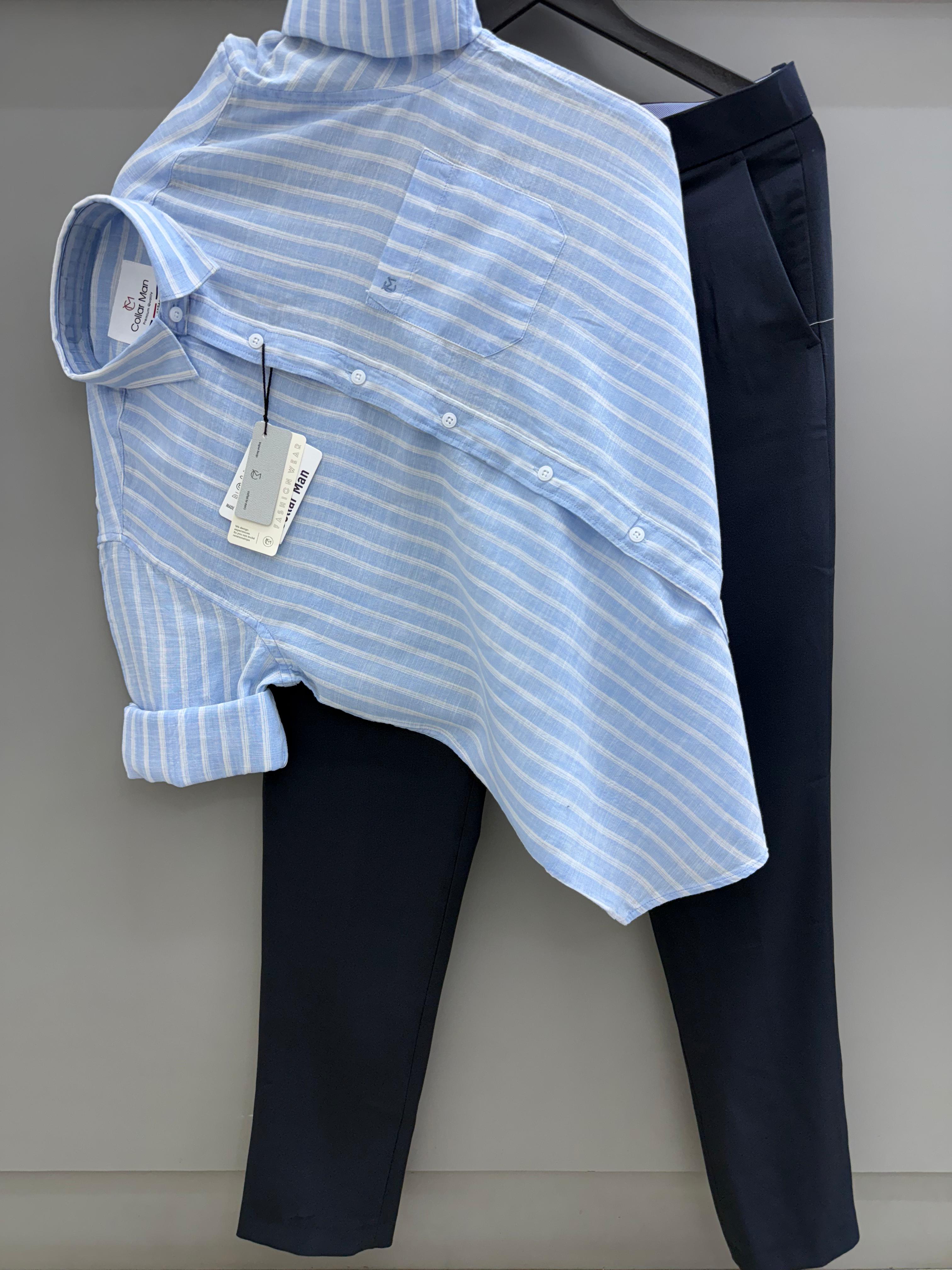 Linen strip shirt with pant