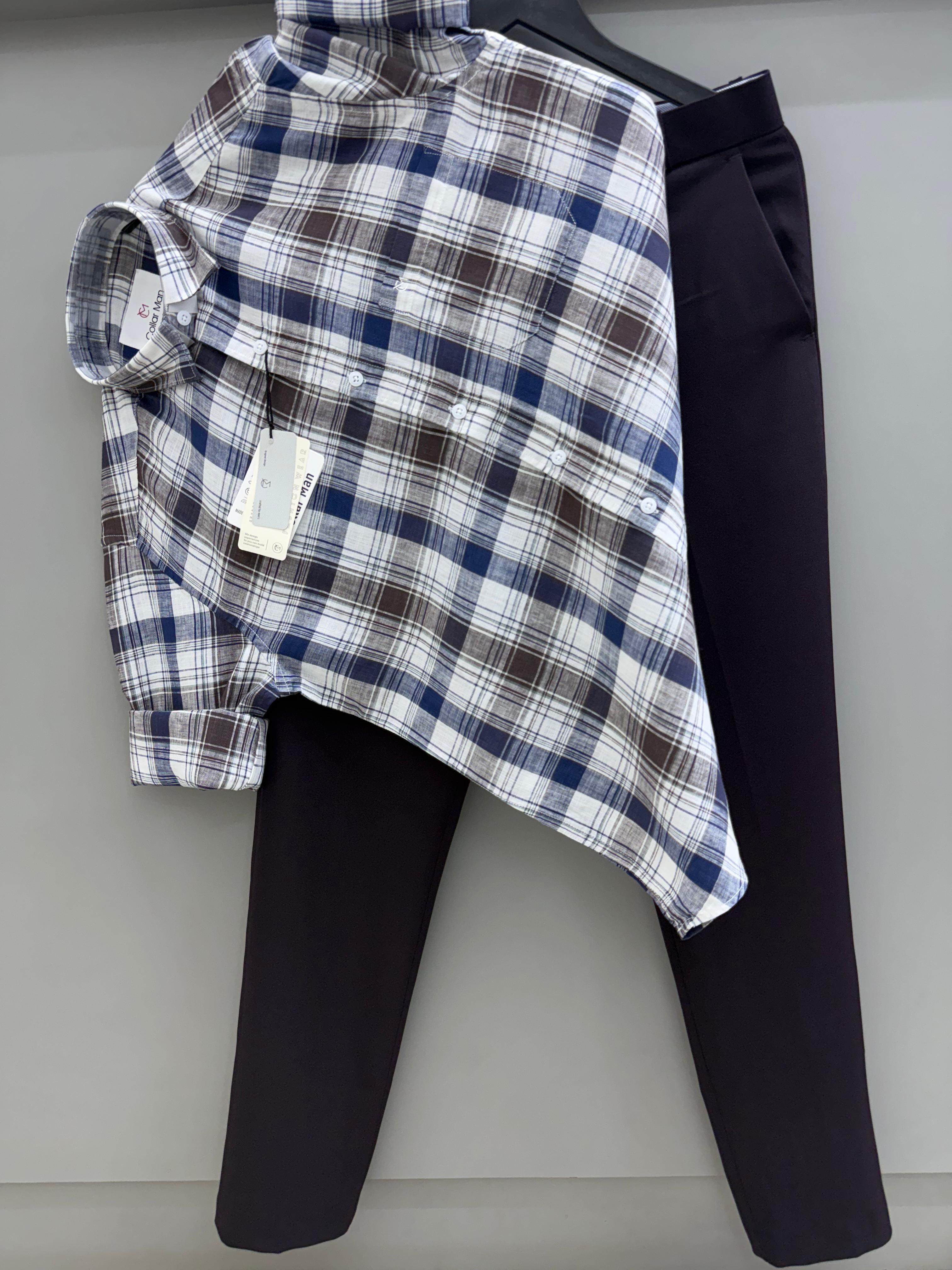Linen checks shirt with pant