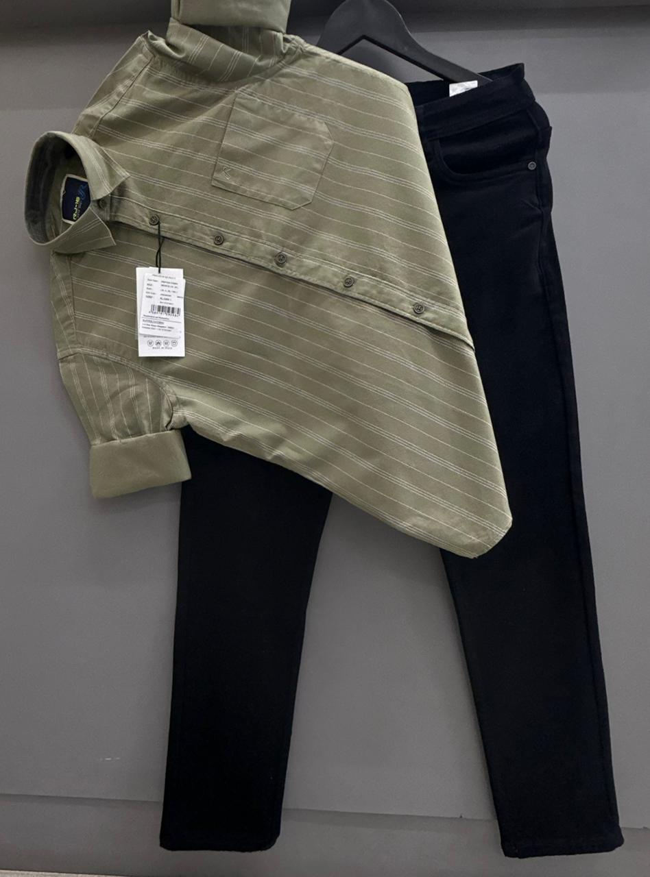 Printed strip shirt with pant