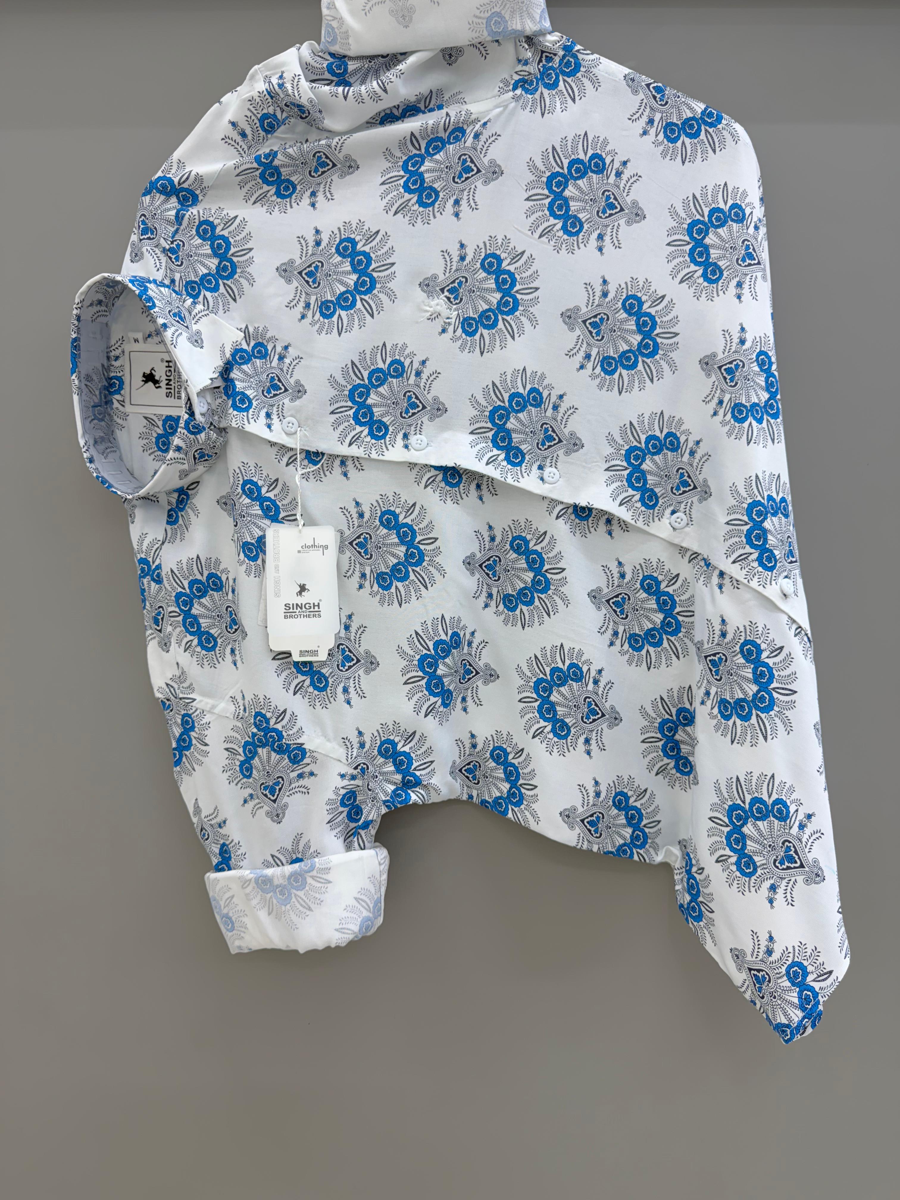 Rayon White Flower printed
