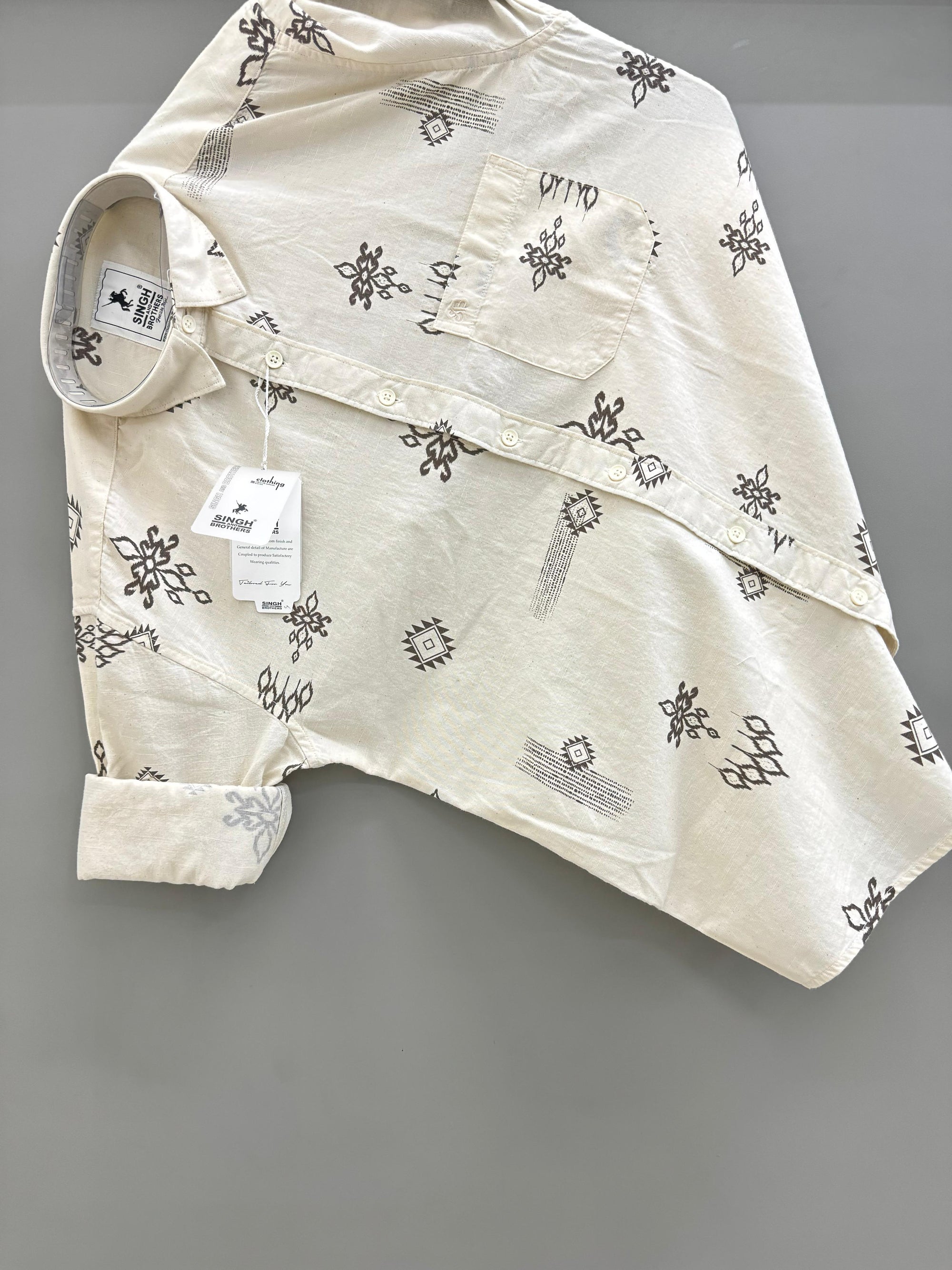 Linen white Printed