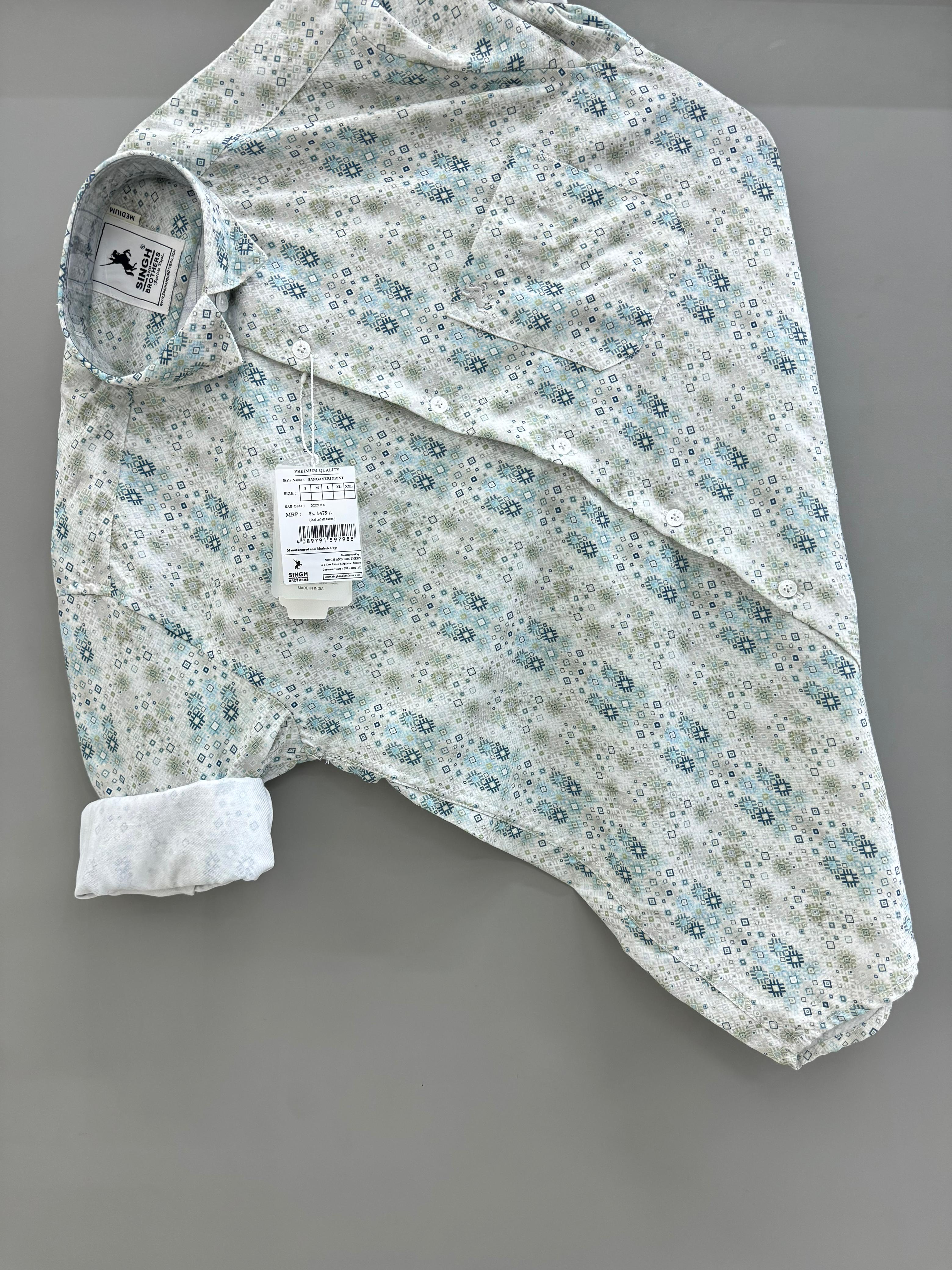 White Green printed
