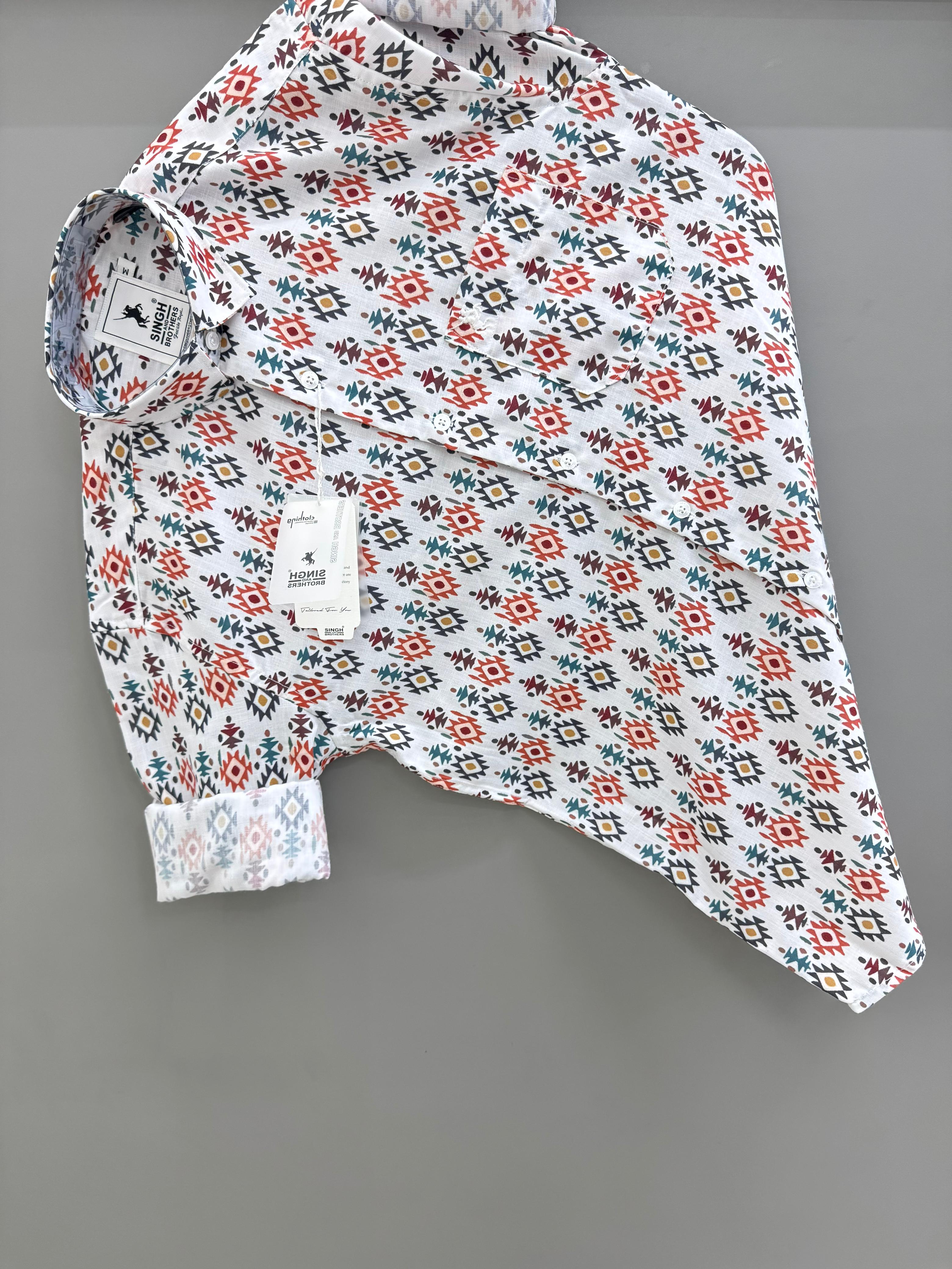 White Orange dot printed