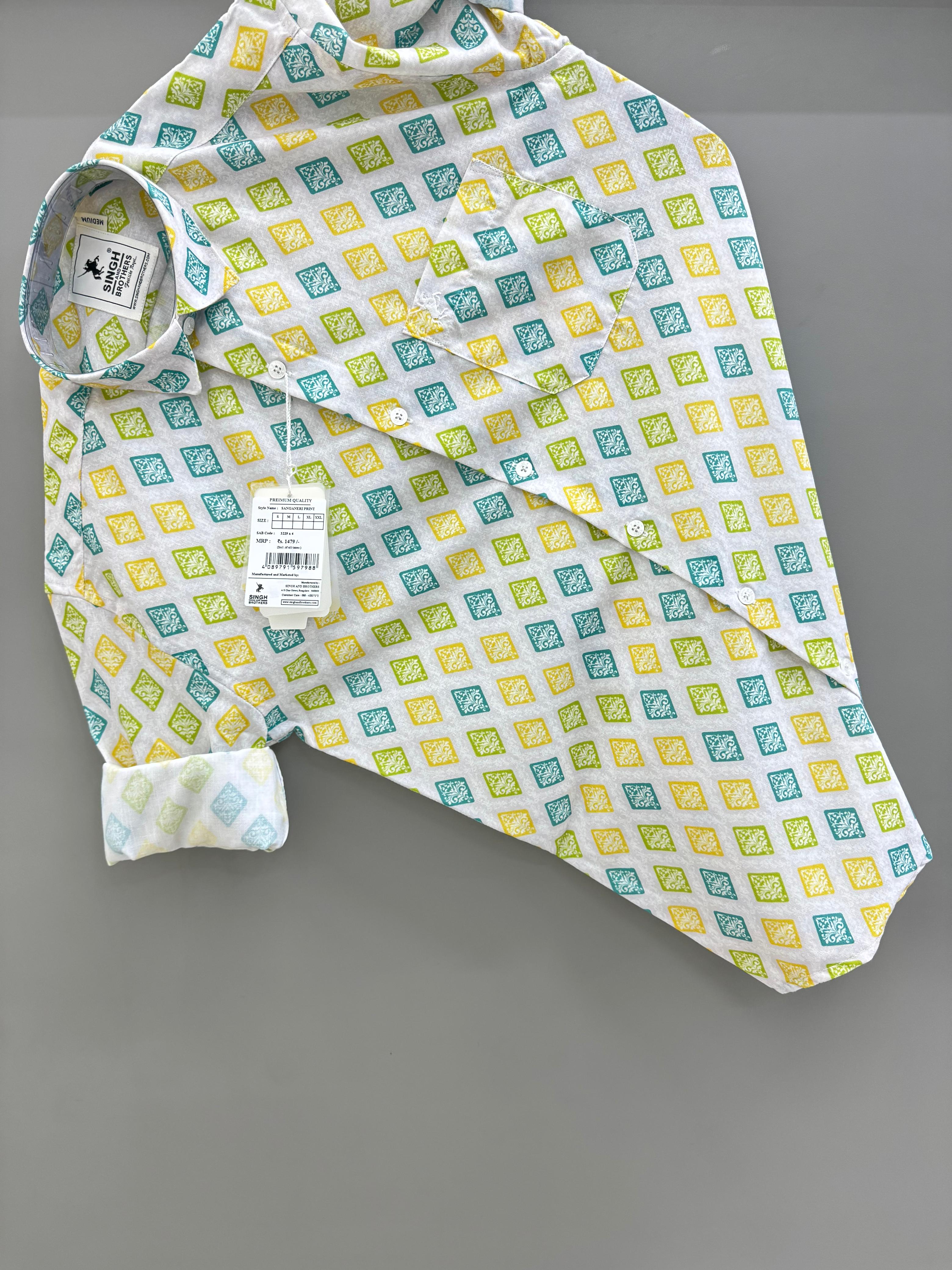 White yelllow katli Printed