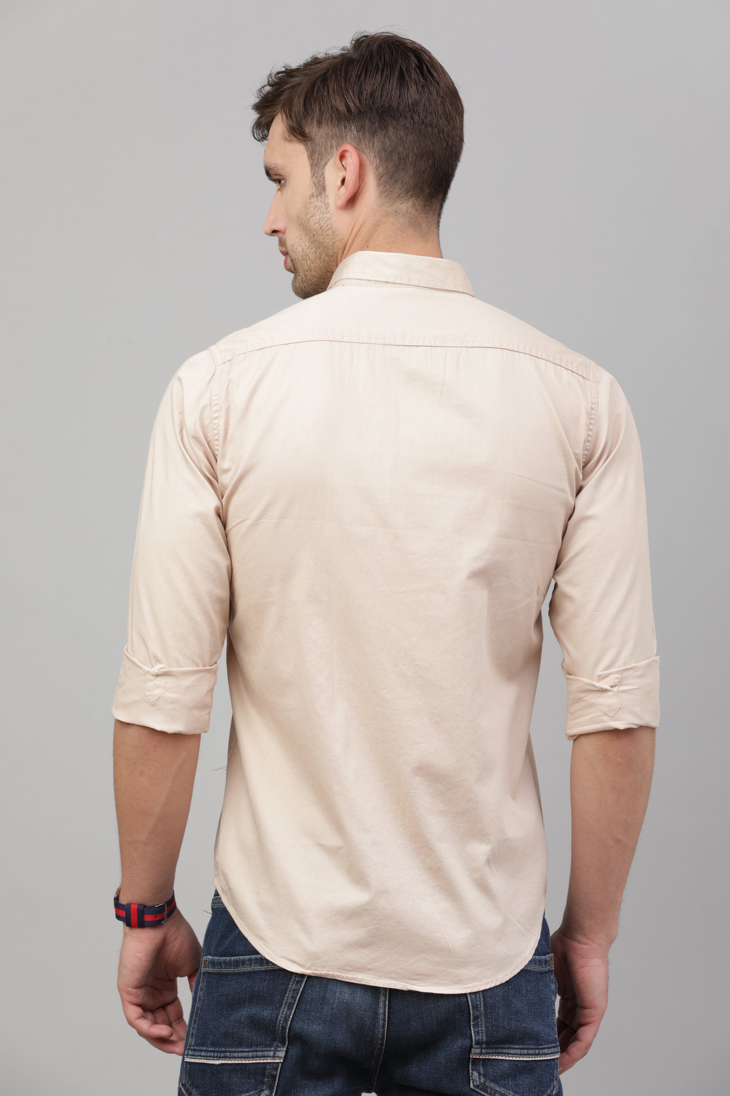 Cream colour plain discount shirt