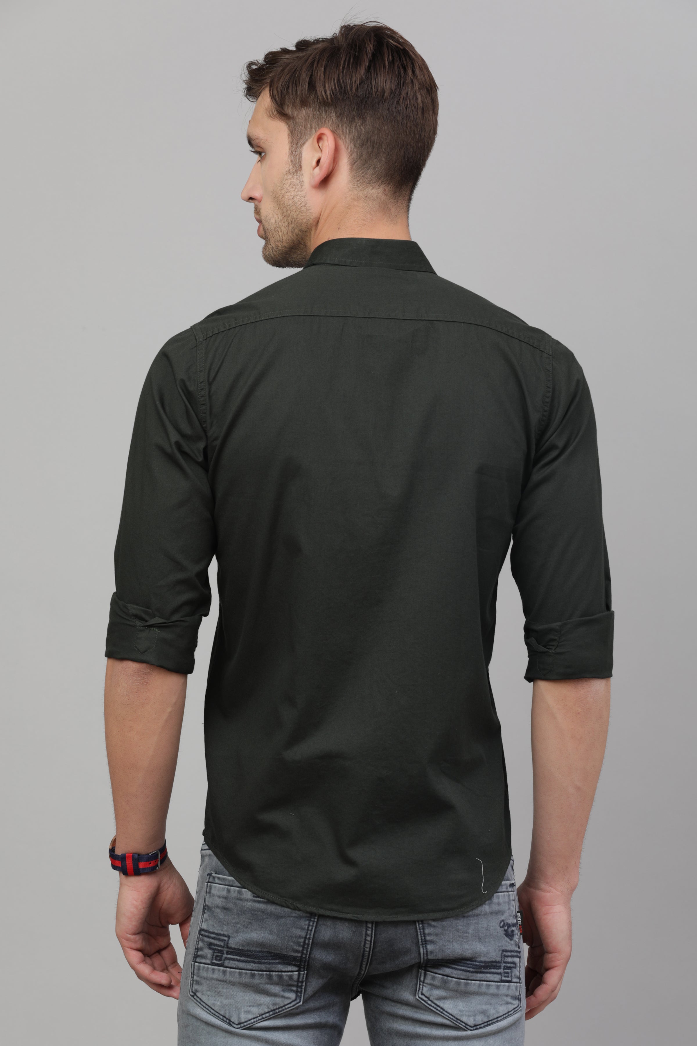 Dark green plain discount shirt